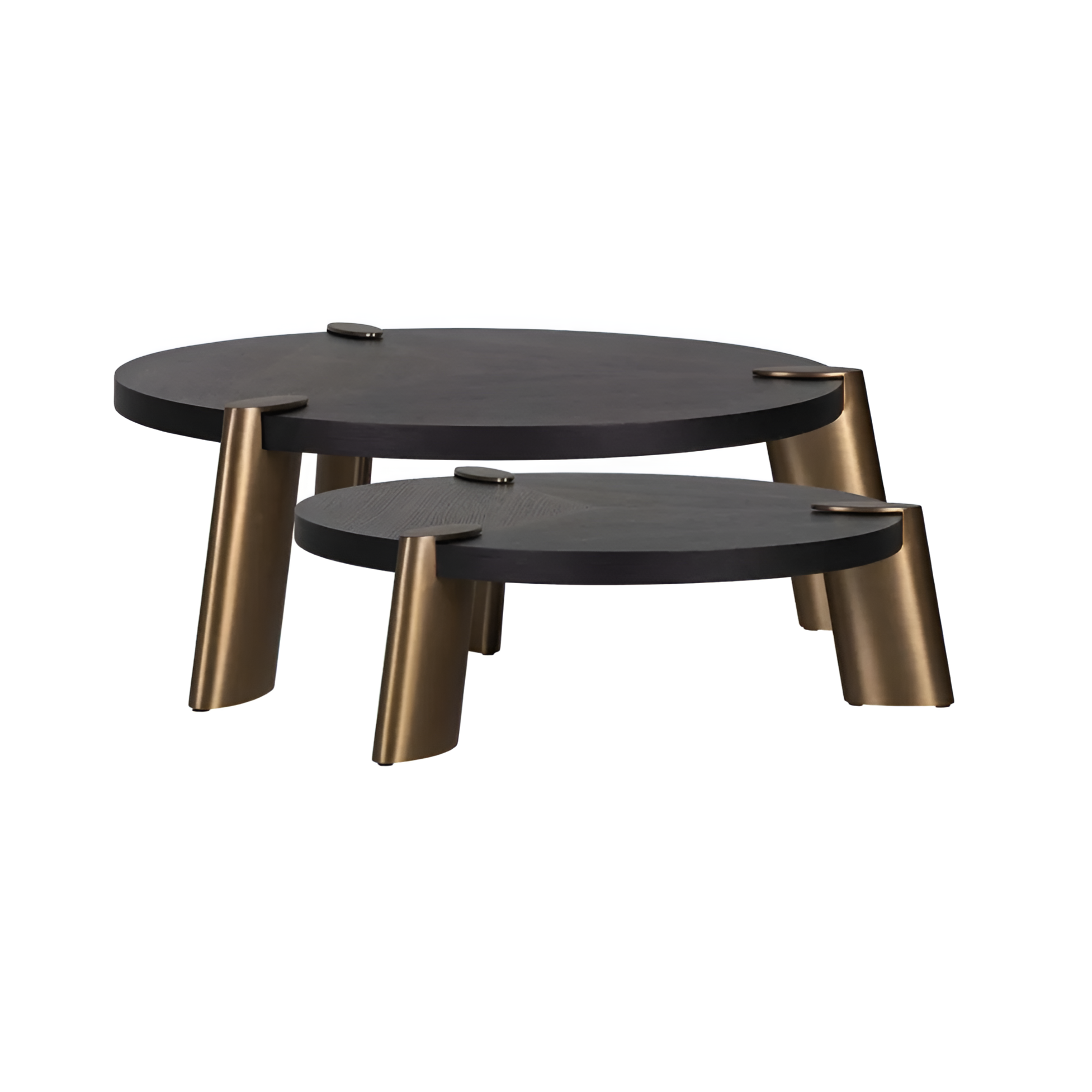 Set von Couchtischen BRODY schwarz mit messingfarbenem Gestell