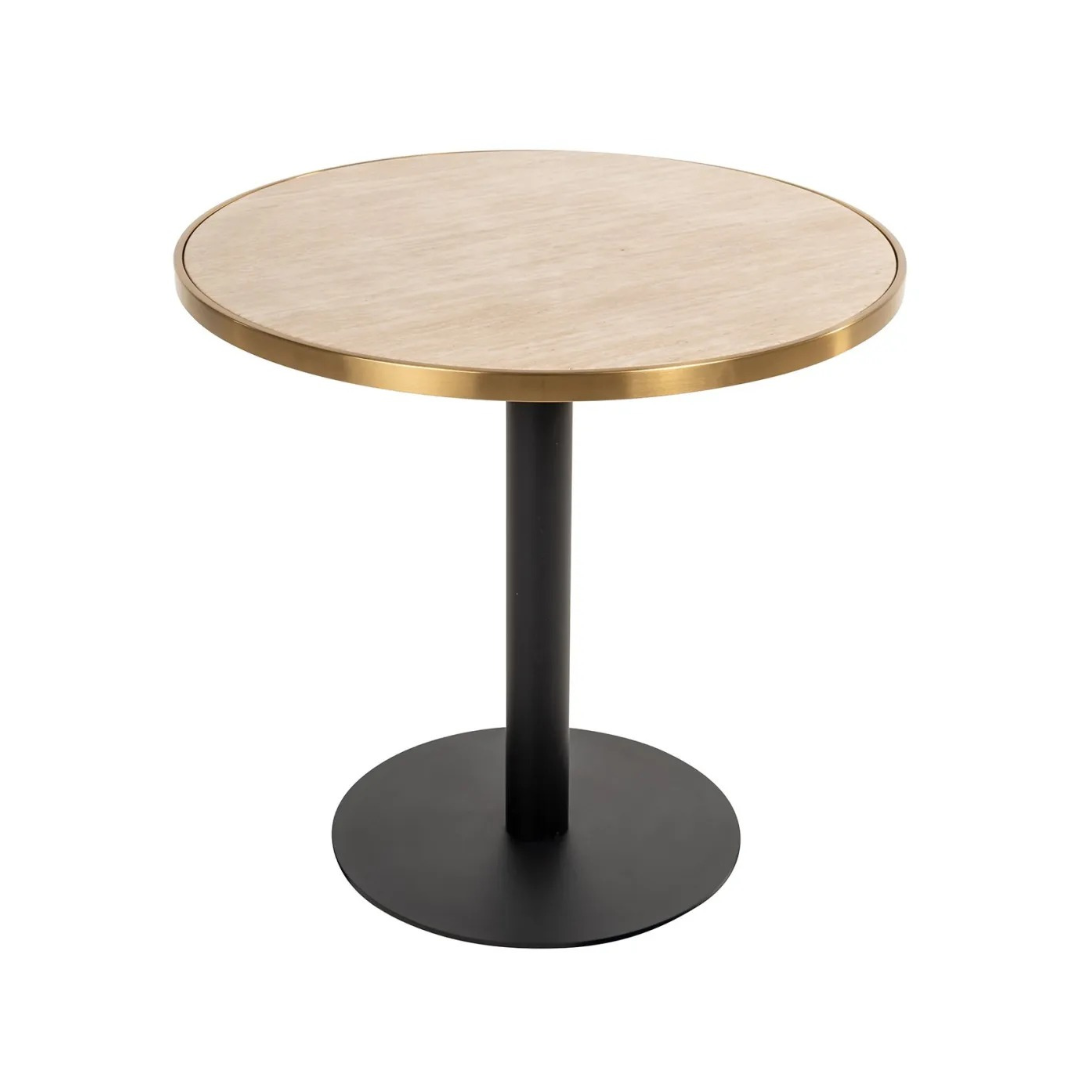 Runder Tisch BRAZZA beige mit schwarzem Fuß