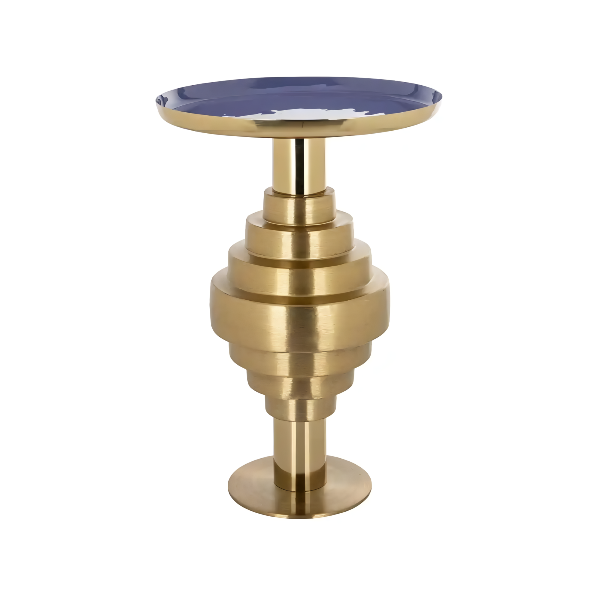 Beistelltisch RENAO blauer Tischplatte mit Gold