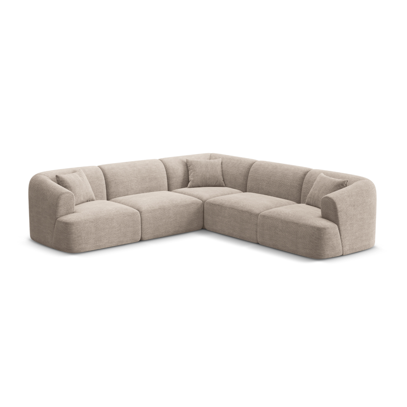 Symmetrisches 4-Sitzer-Sofa CAMPI in beigem Cordstoff