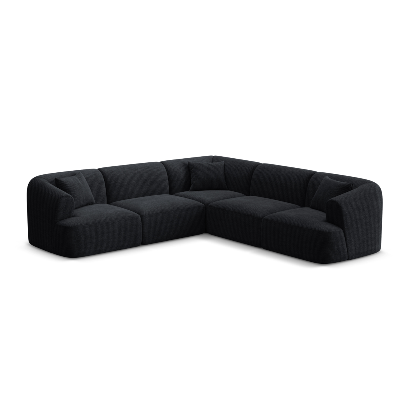 Symmetrical 4-Seater Sofa CAMPI Black Corduroy