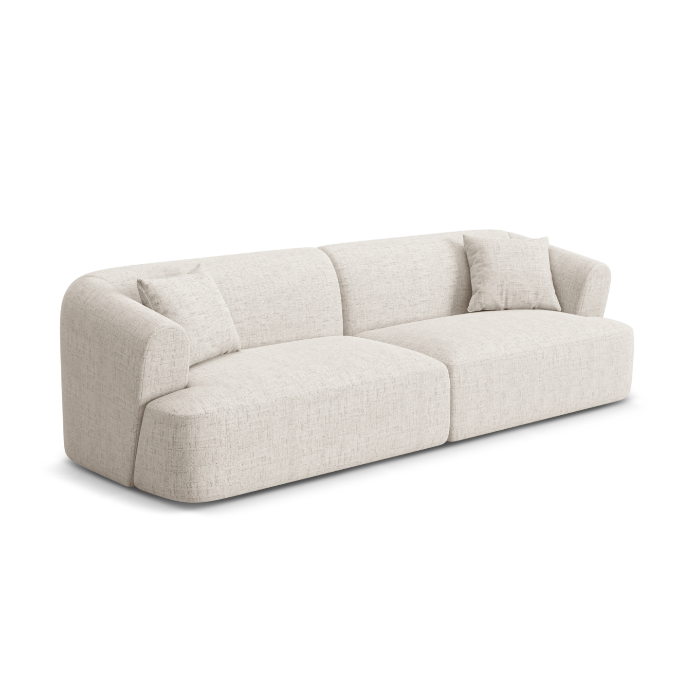 Sofa für 4 Personen CAMPI cremefarbener Chenille