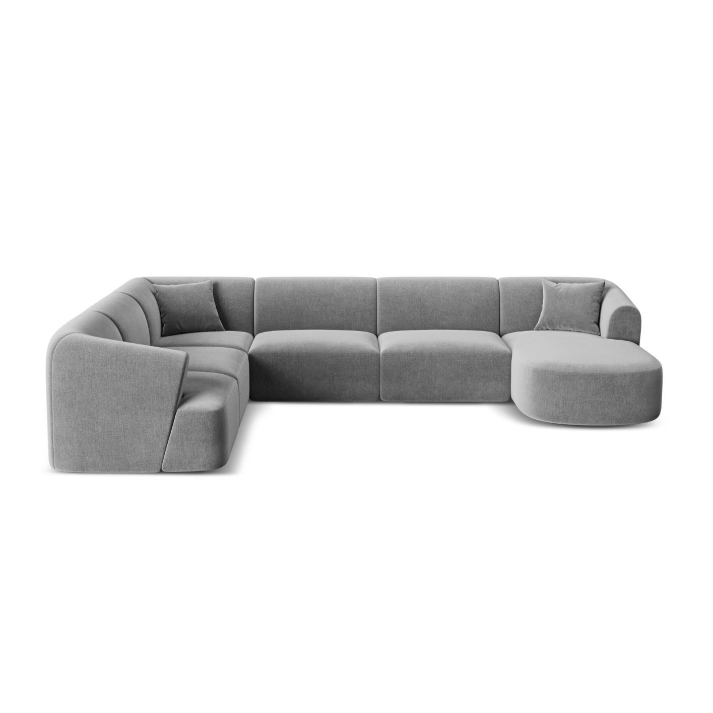 Left-sided velvet panoramic corner sofa for 7 people CAMPI gray