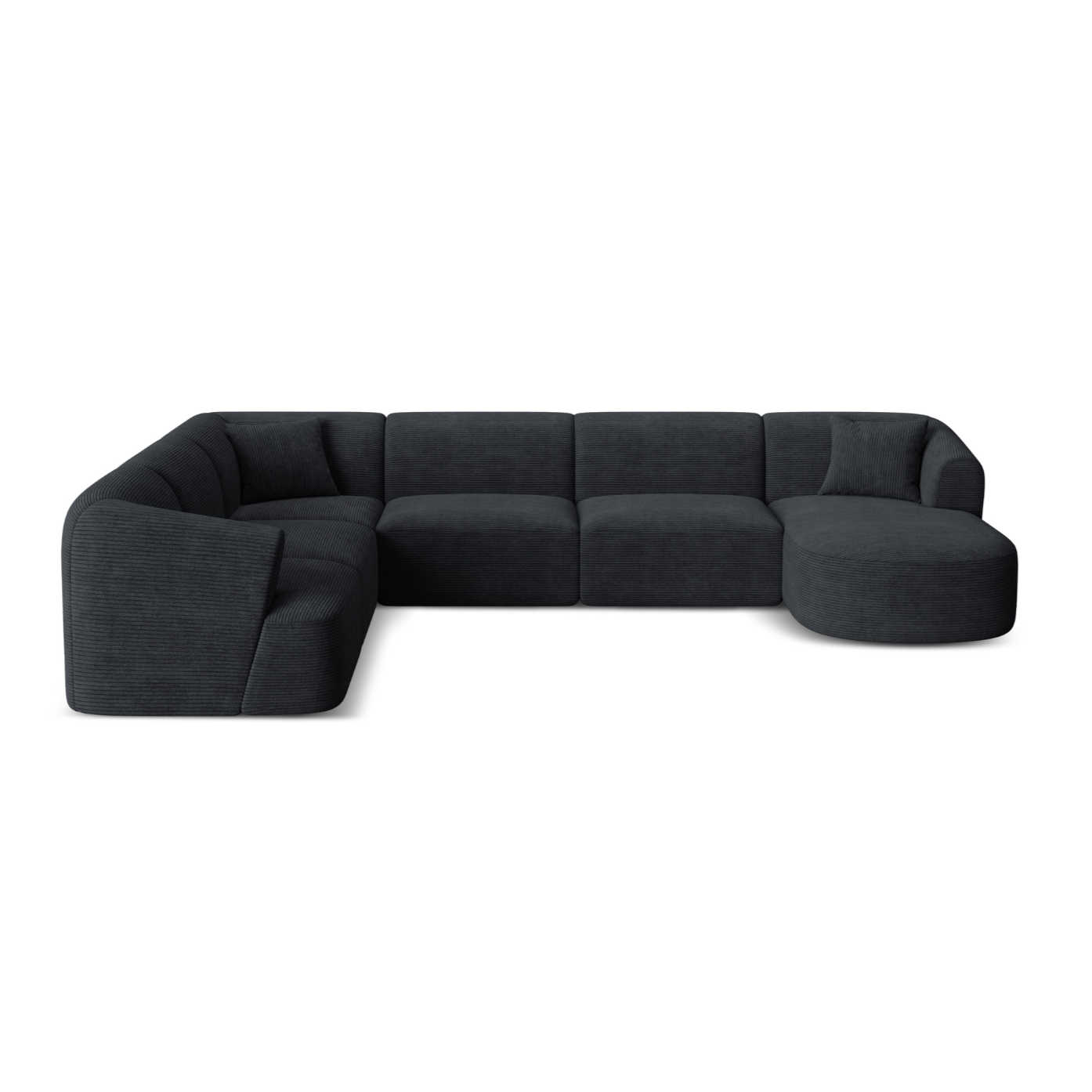 Linksseitiges Panoramabettsofa für 7 Personen CAMPI schwarzer Cord