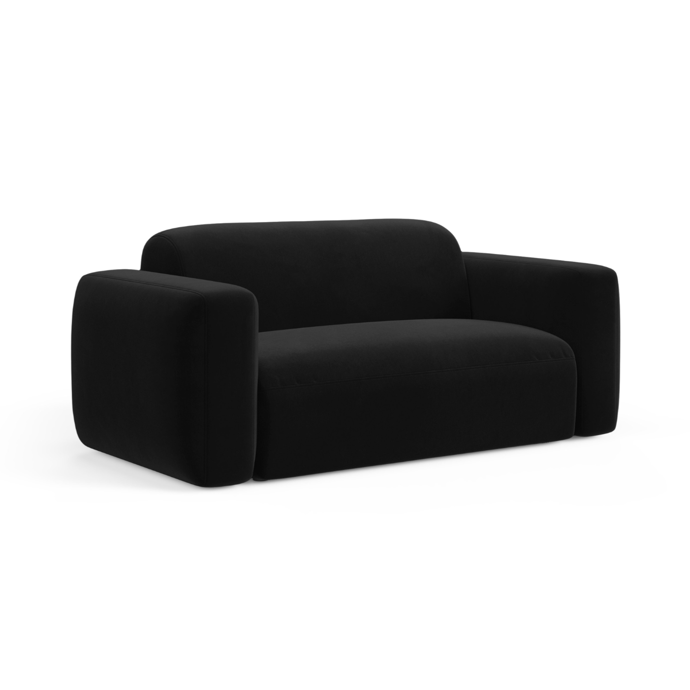 Black velvet 2-seater sofa STRINO