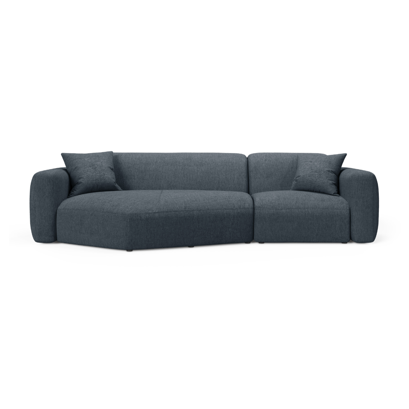 Linksseitige Eckcouch STRINO in blauem Chenille