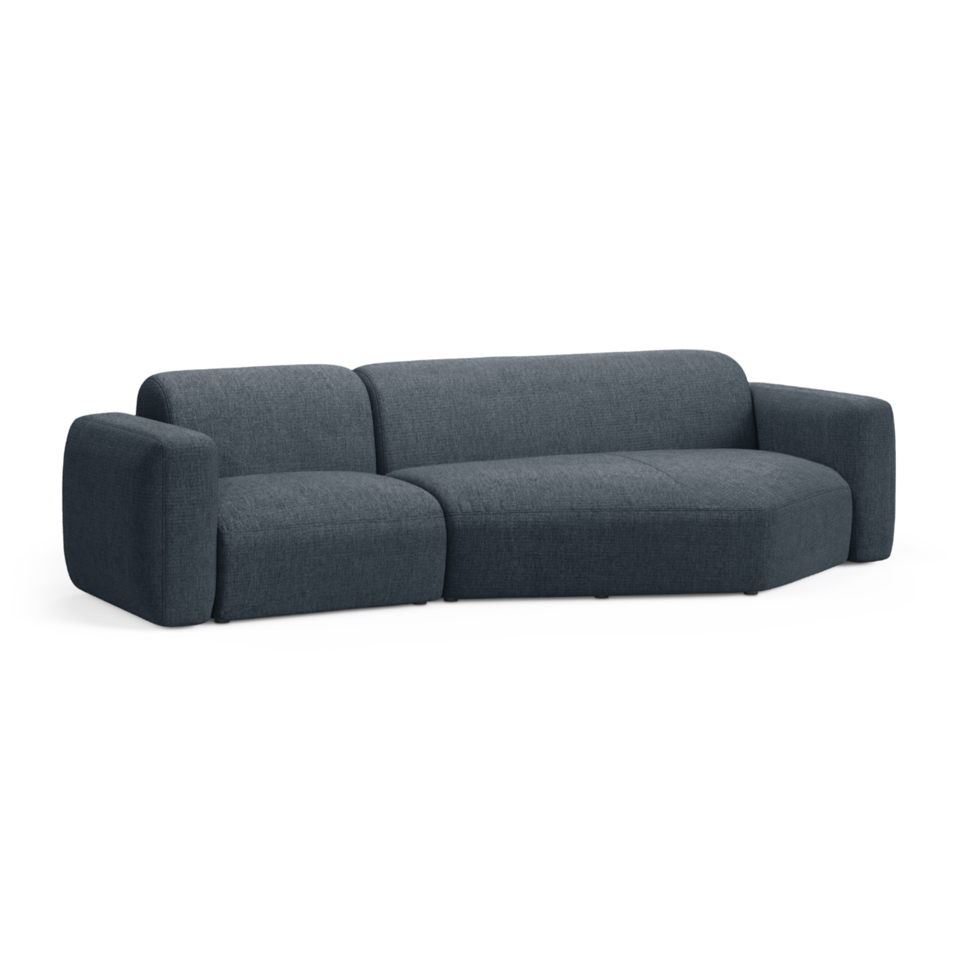 Rechtsseitige Eckcouch STRINO in blauer Chenille