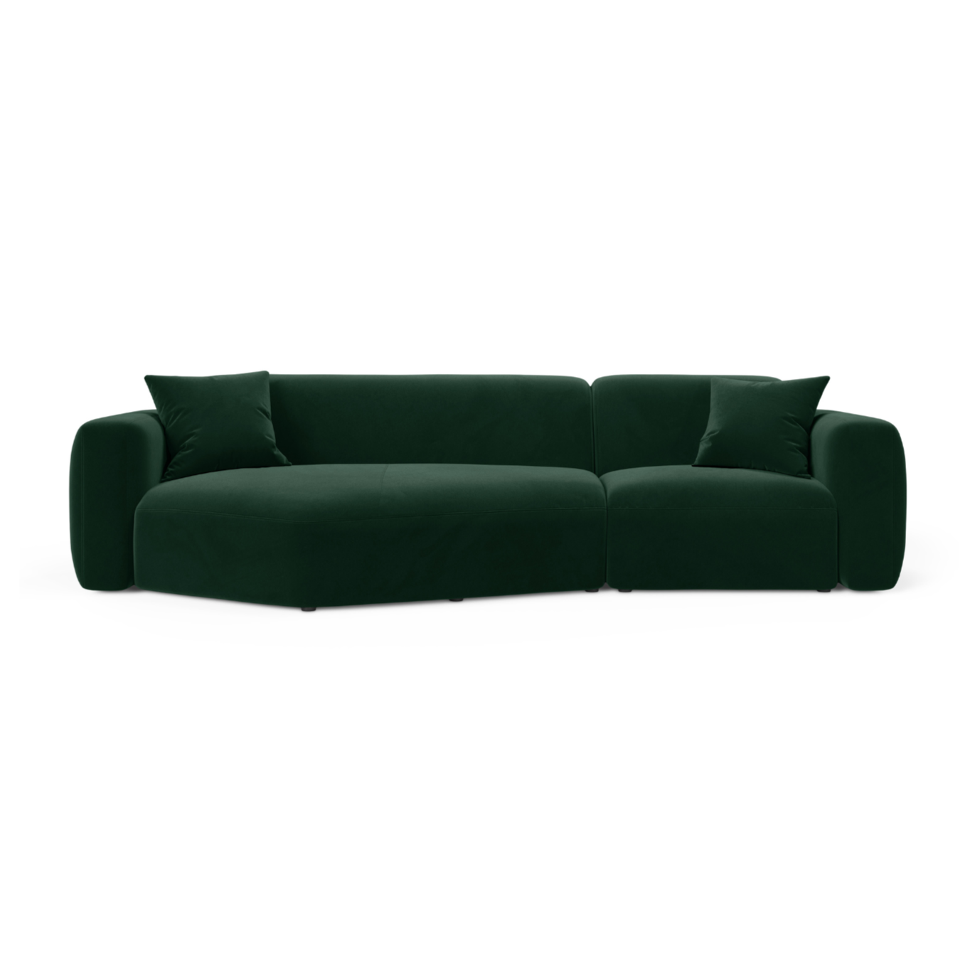 Samt-Ecksofa links STRINO in Flaschengrün