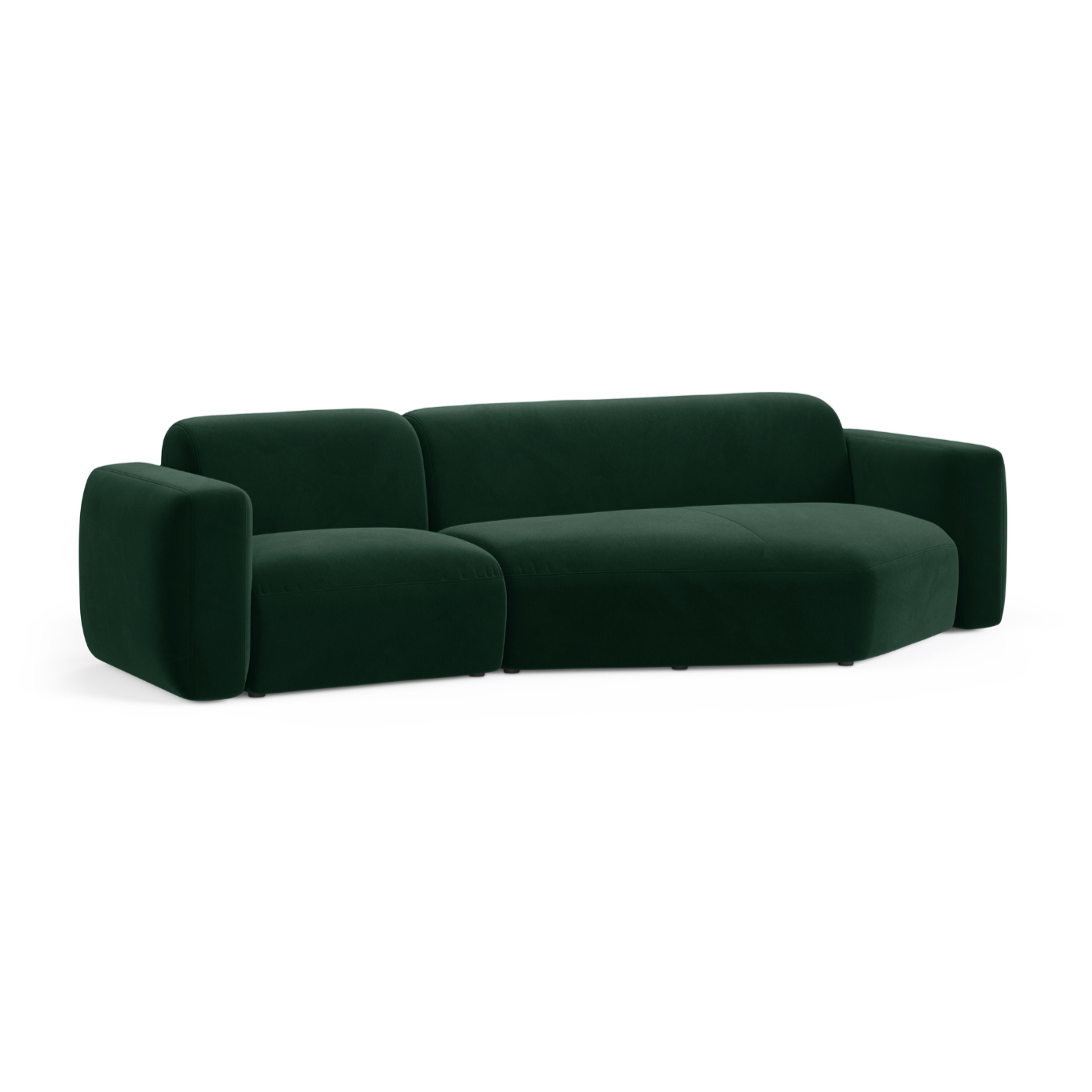 Samt-Ecksofa rechts STRINO in Flaschengrün