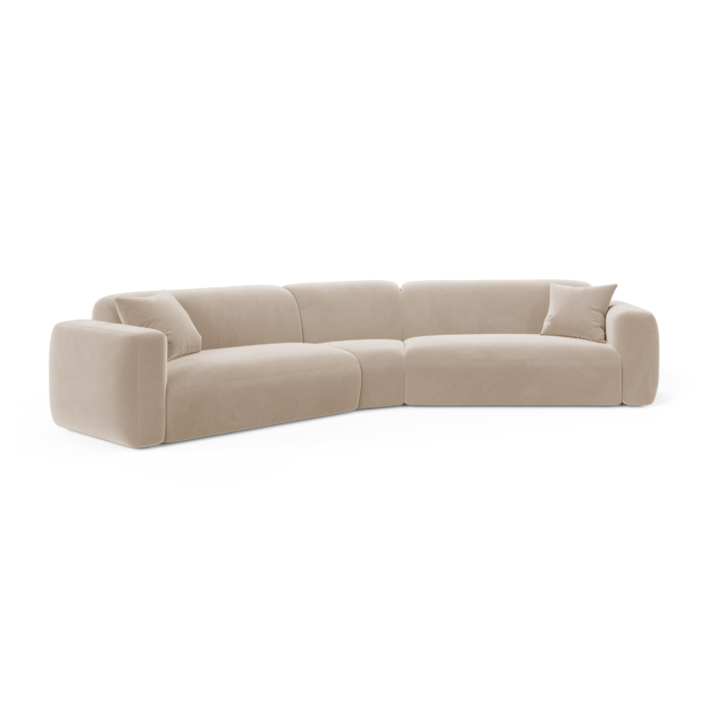 Symmetrische Samt-Eckcouch STRINO beige