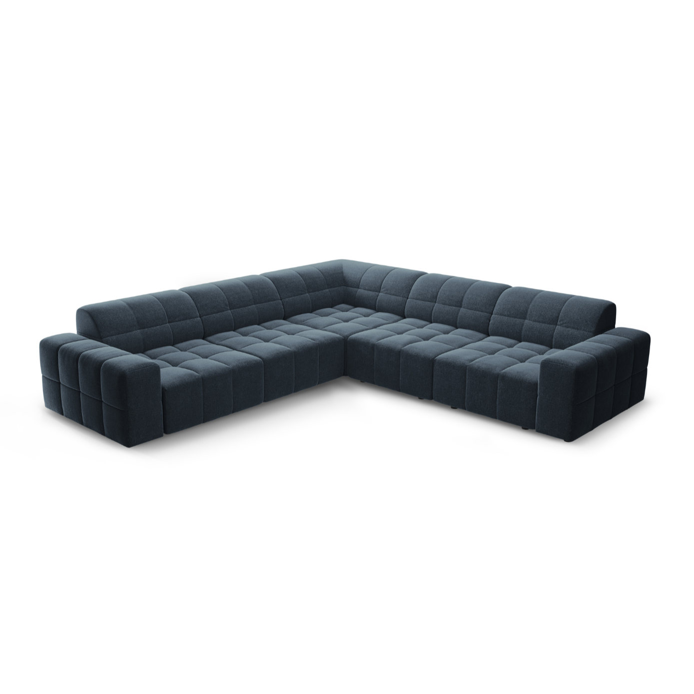 Symmetrische Eckcouch CHICAGO blauer Chenille