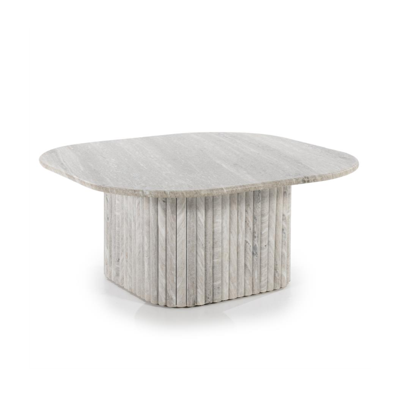 Couchtisch DORIQUE aus Mangoholz und grauem Marmor