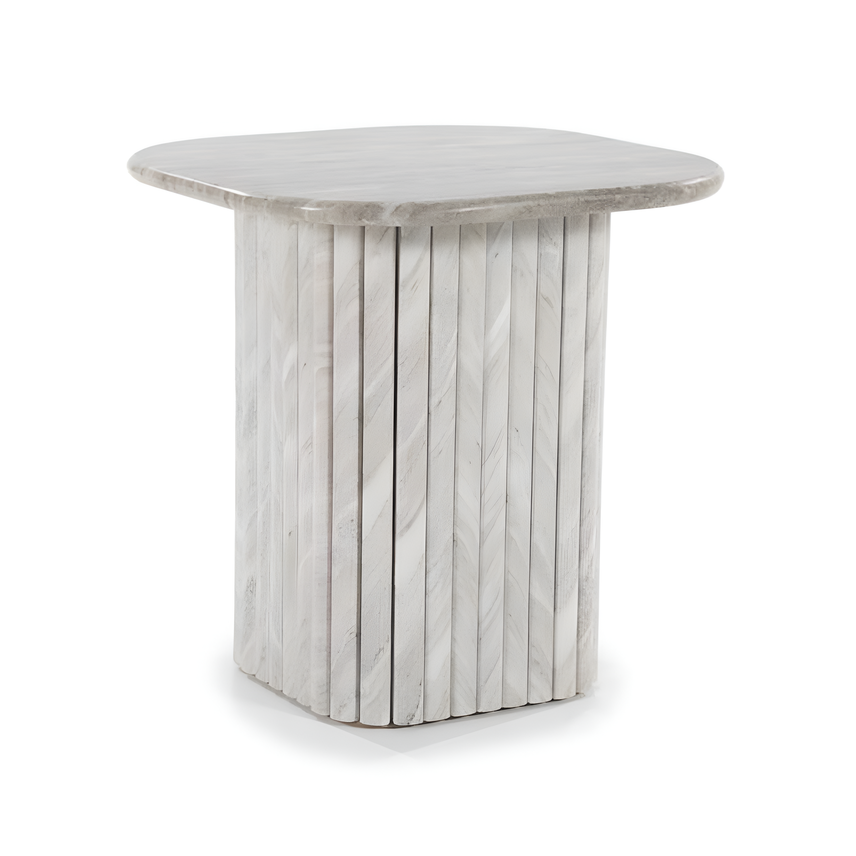 Beistelltisch DORIQUE aus Mangoholz und grauem Marmor