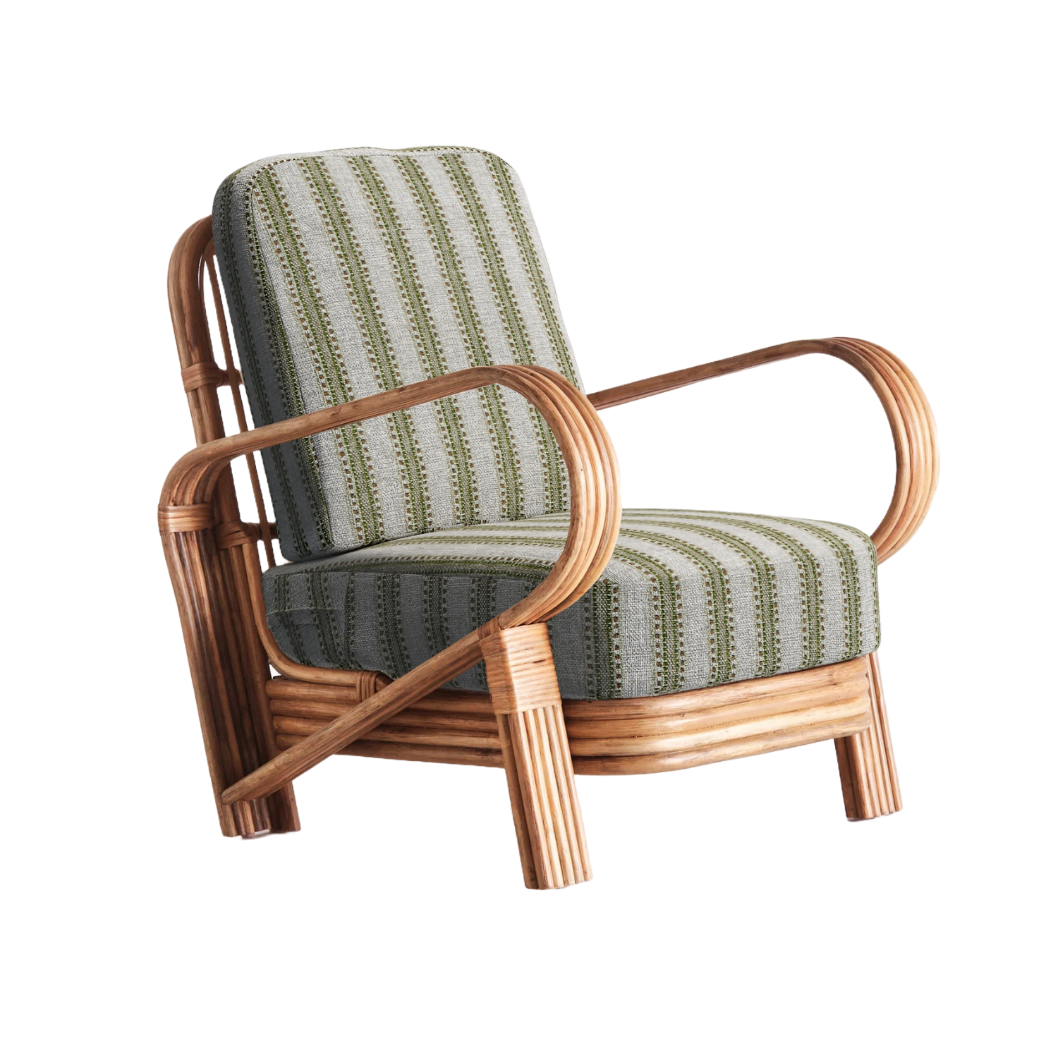 BAMBOO armchair green with stained bamboo