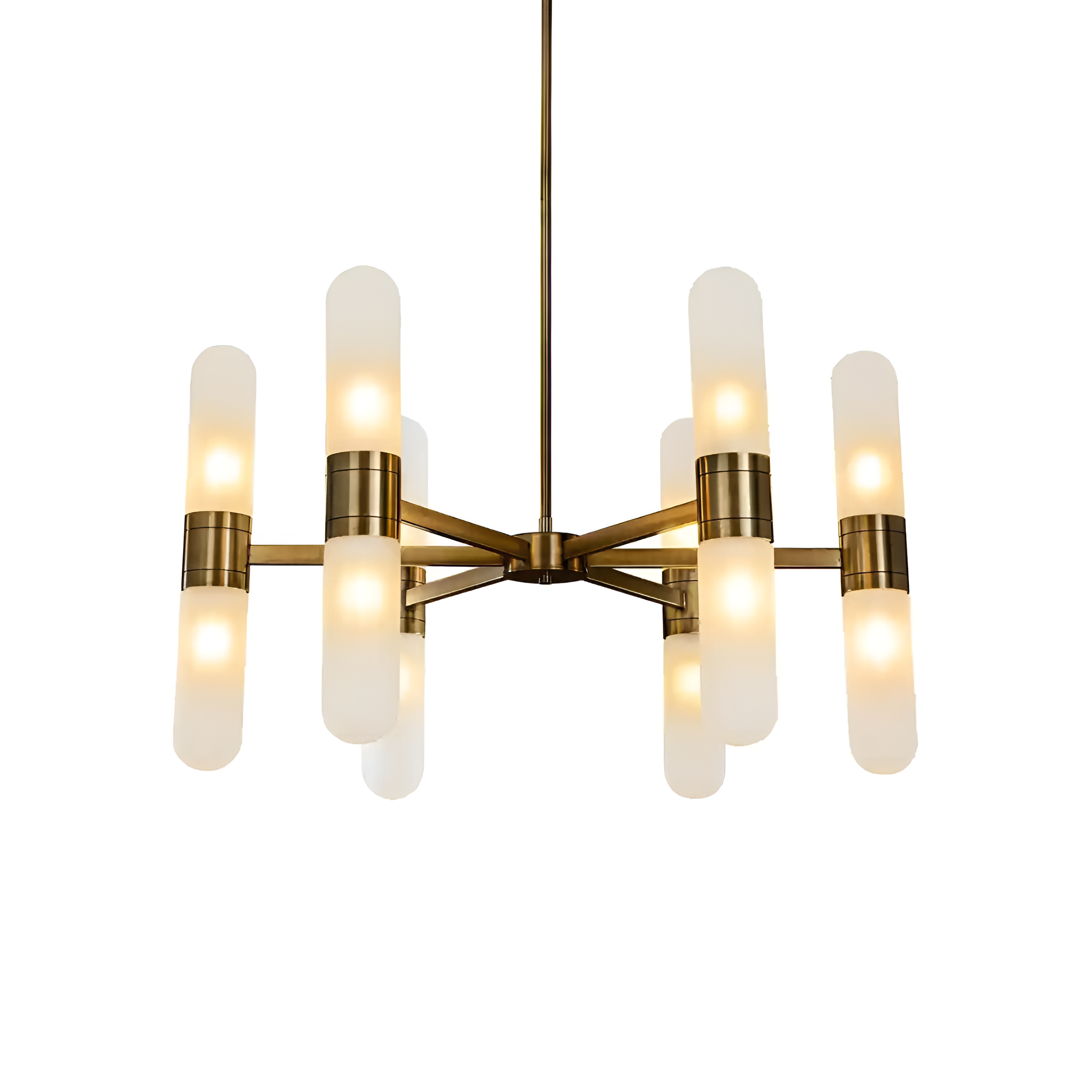 TRICON chandelier with milk glass and brown