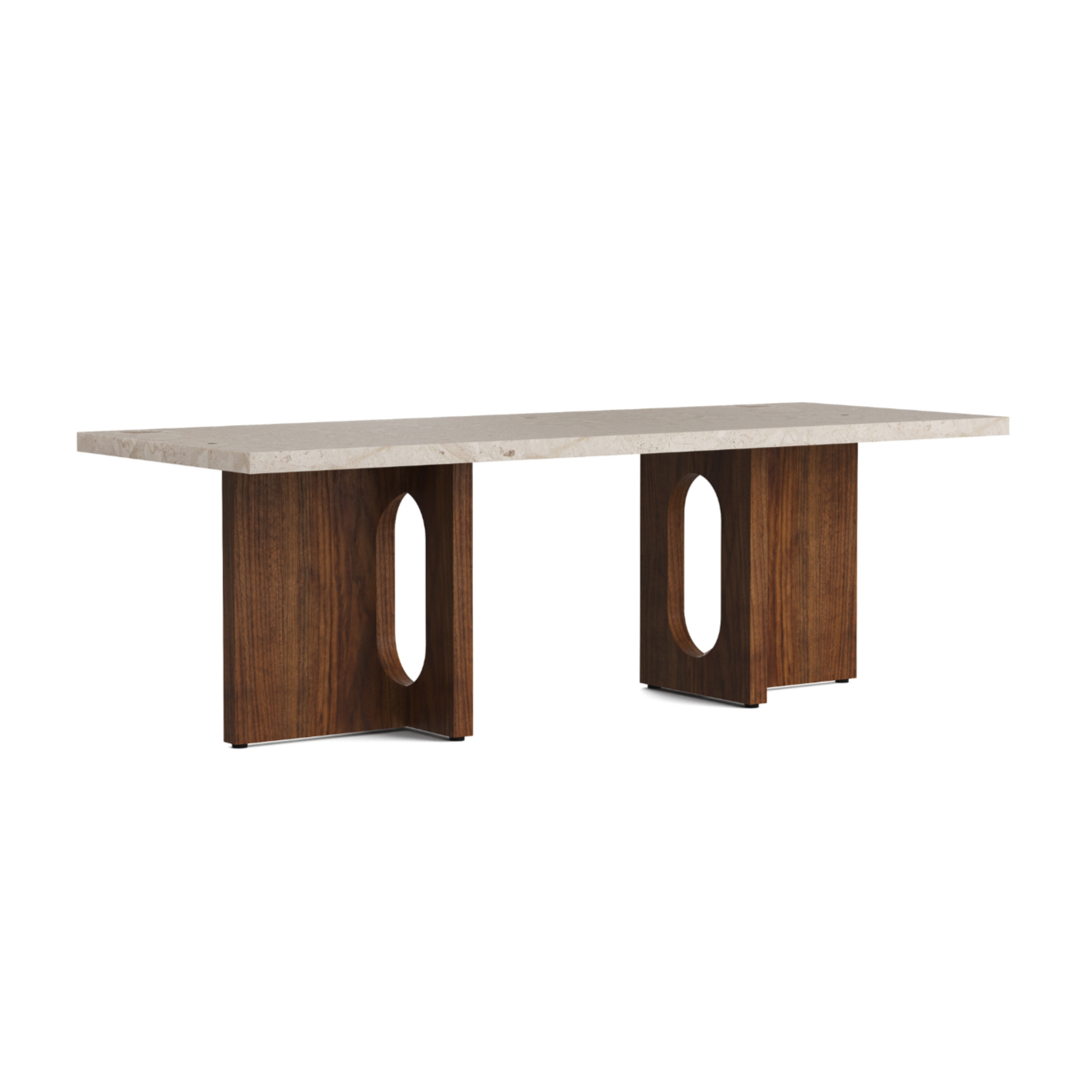 ANDROGYNE coffee table beige marble with walnut base