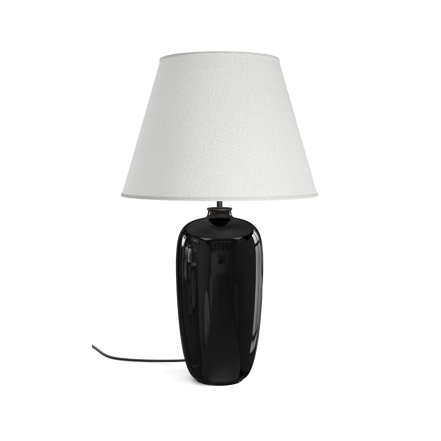Tischlampe TORSO schwarze Keramik mit weißem Schirm