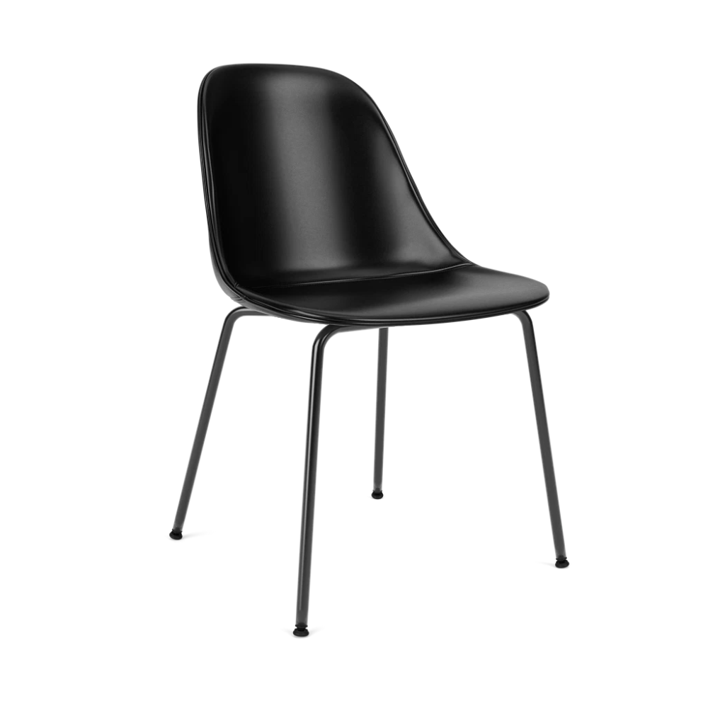 Stuhl HARBOUR schwarze Leder mit schwarzem Stahlgestell