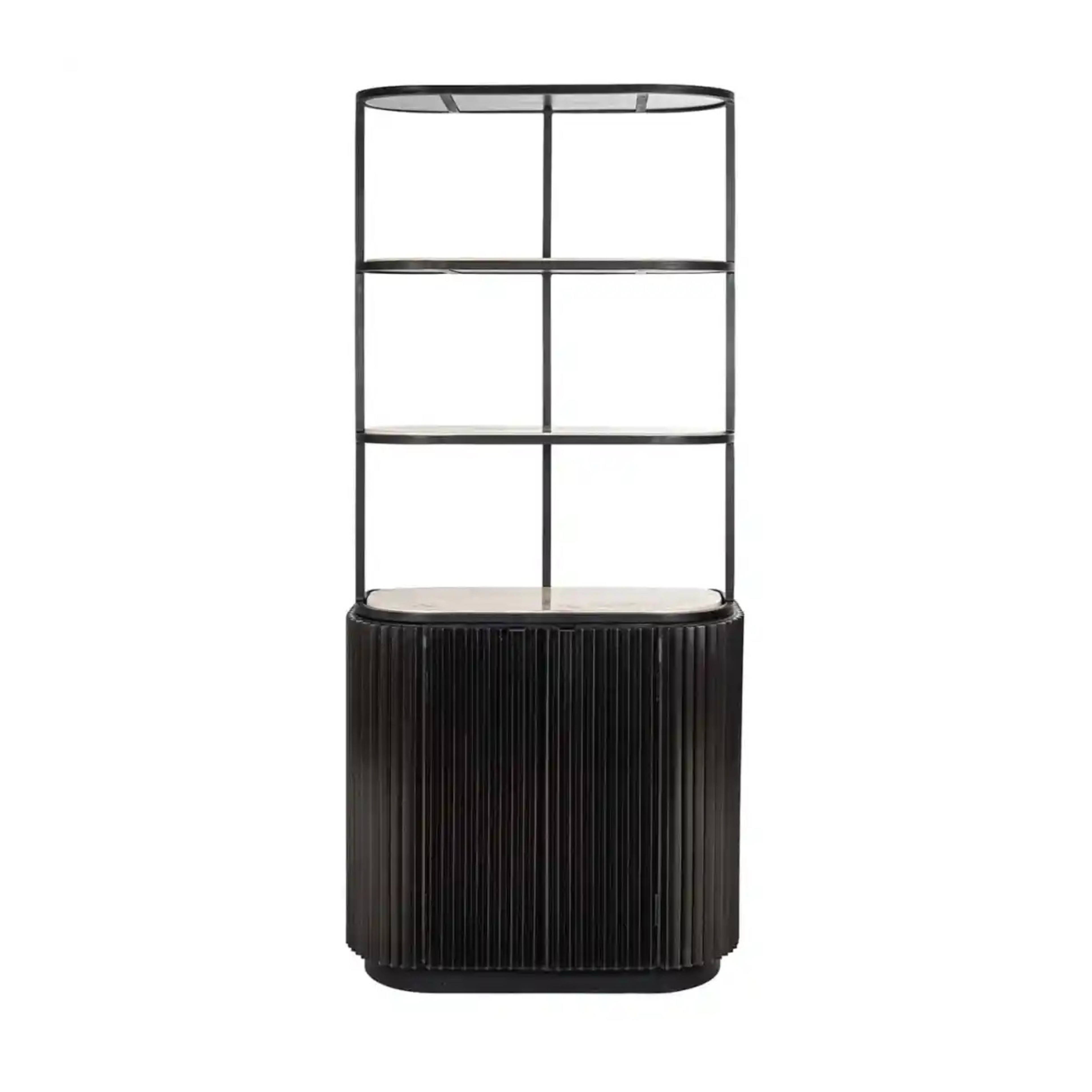 Regal HAMPTON schwarz mit Travertinplatte