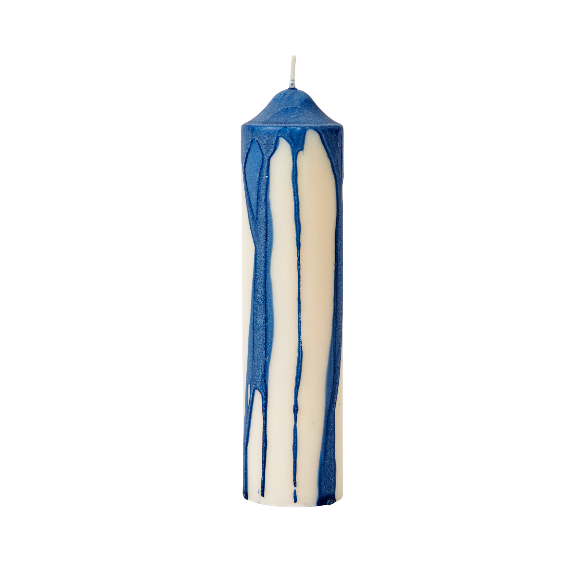 Kerze DRYP beige mit Blau
