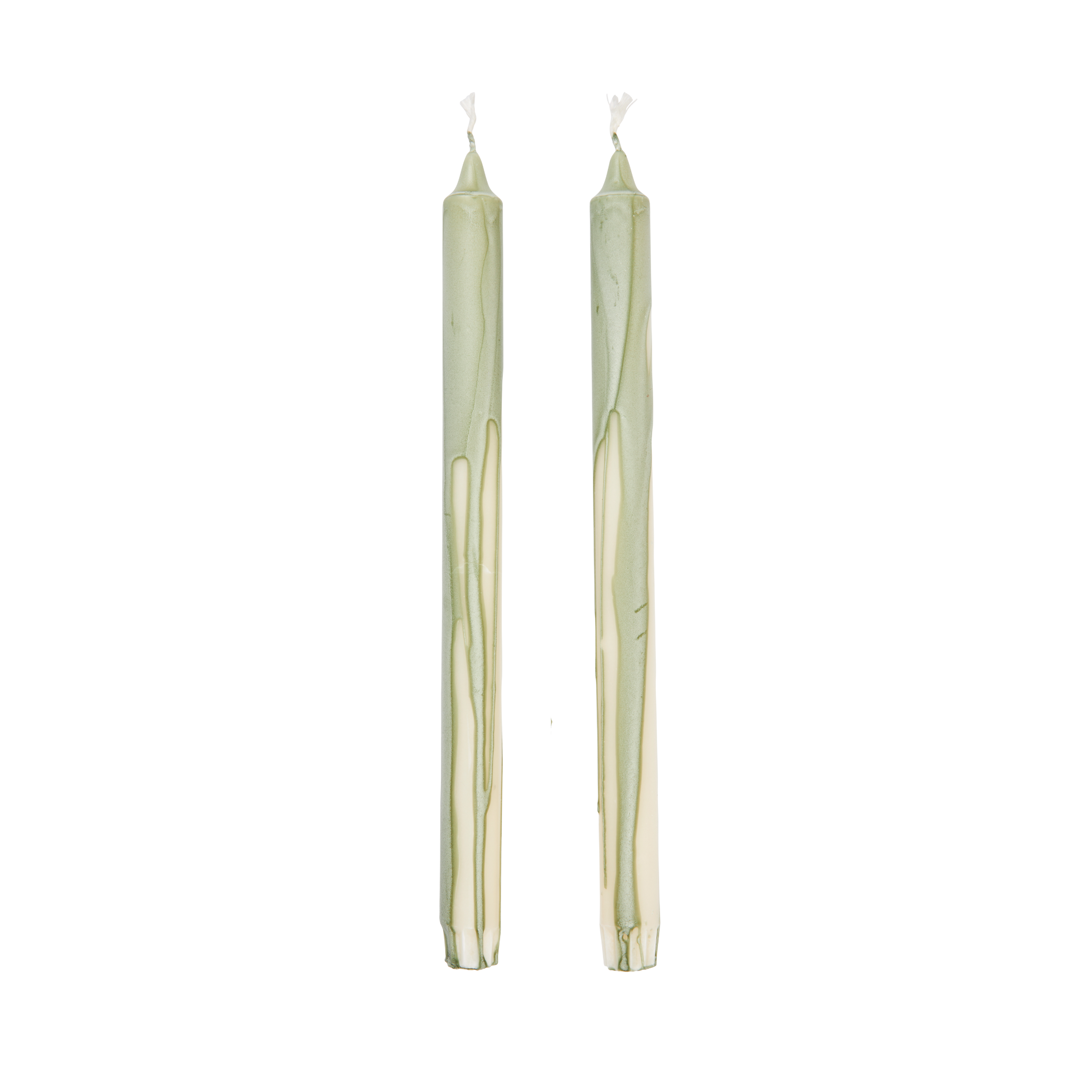 Set von DRYP Kerzen beige mit hellgrün