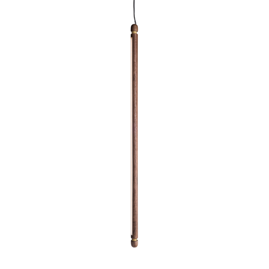 LINEA V Pendant Lamp in Walnut Wood with Brass Finish