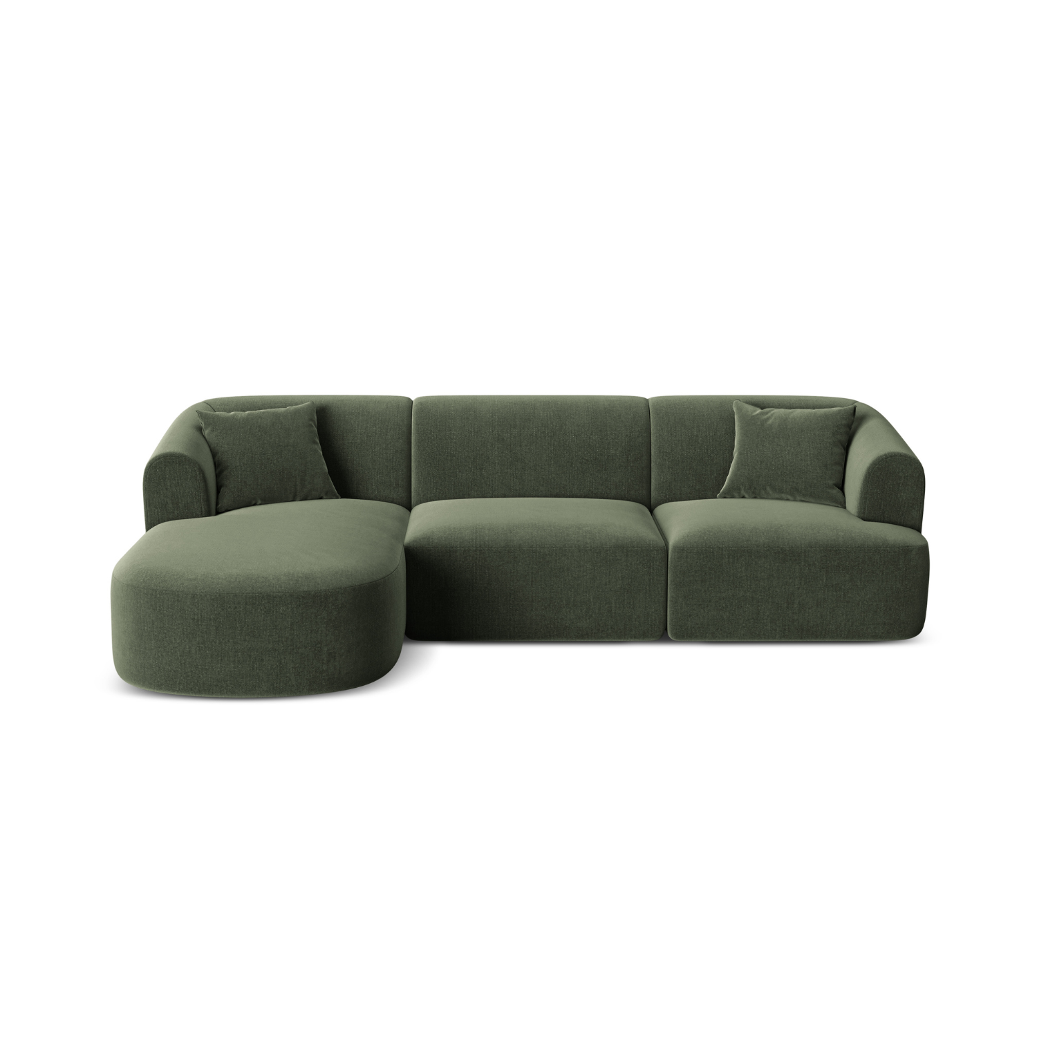 Samt-Ecksofa linksseitig für 4 Personen CAMPI grün