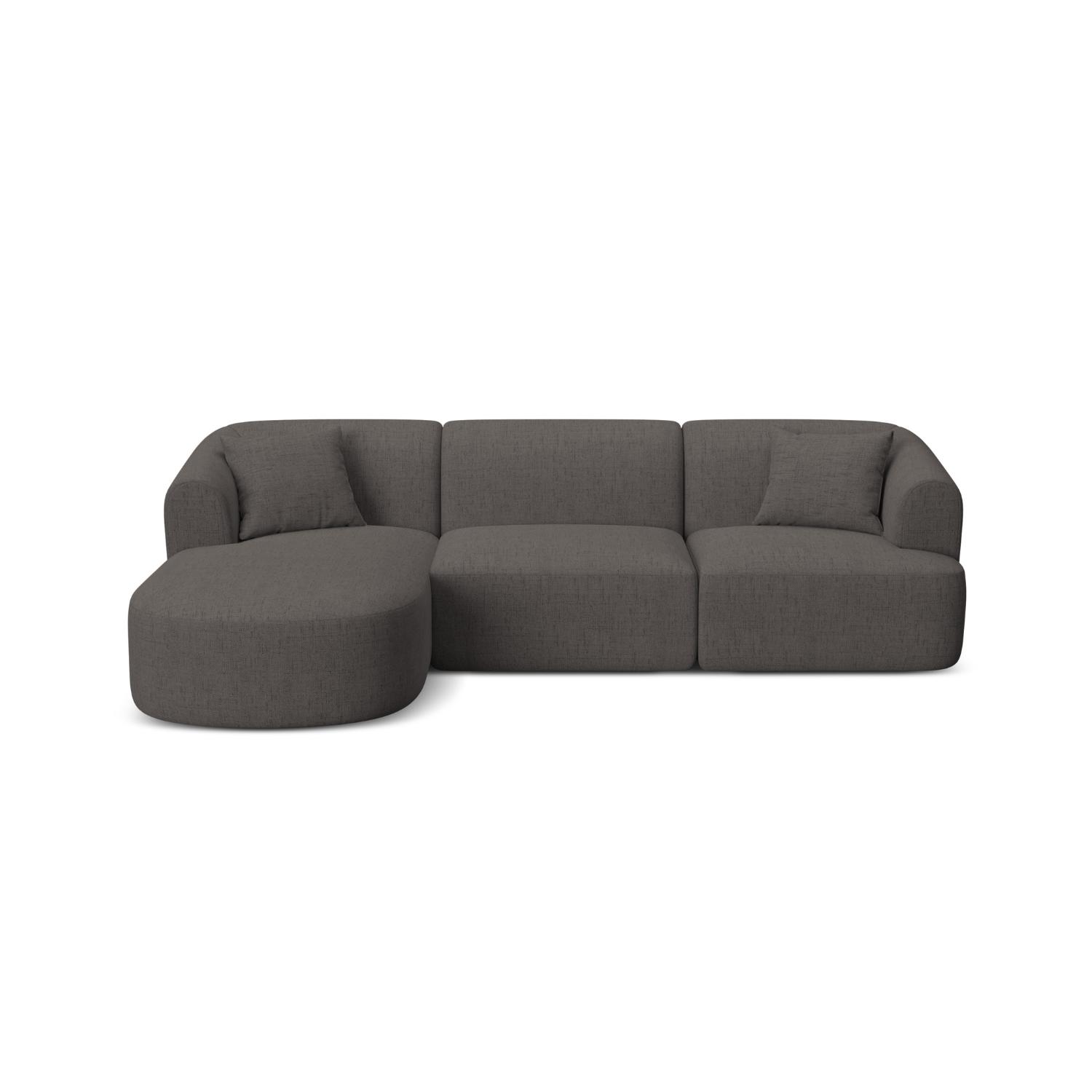 Left-sided 4-seater sofa CAMPI gray chenille