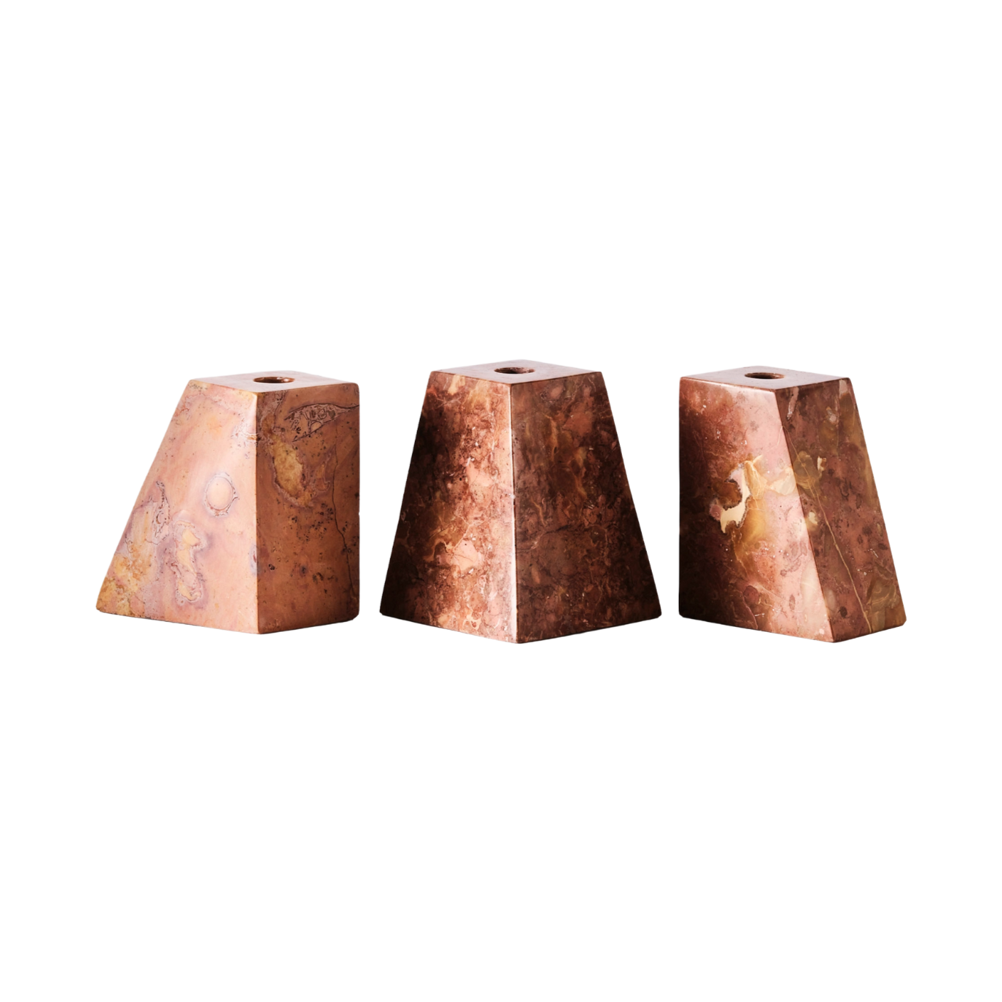 Set von Kerzenhaltern PYRAMID orange Marmor