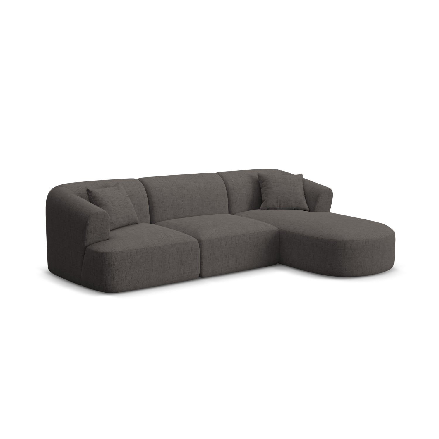 Right-facing 4-seater sofa CAMPI gray chenille