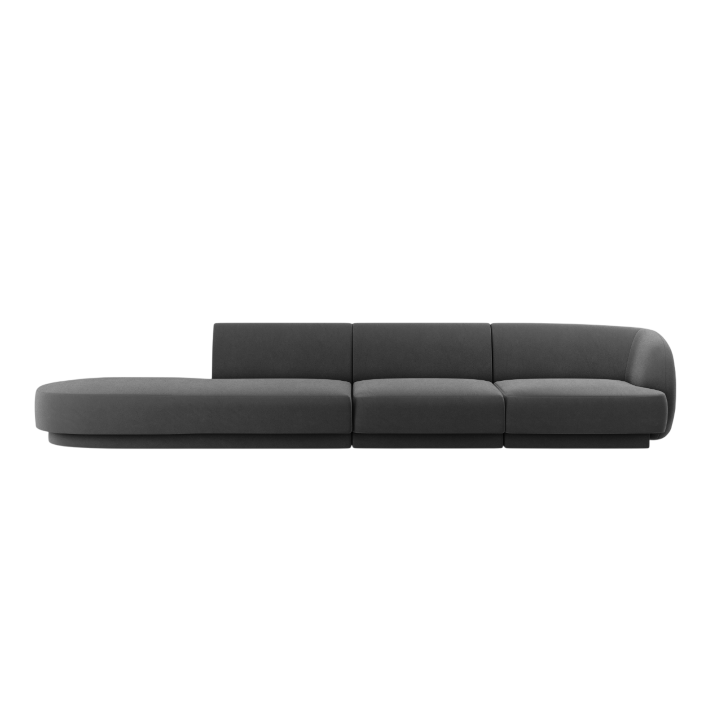Velvet left-sided open 4-seater sofa MILEY dark gray