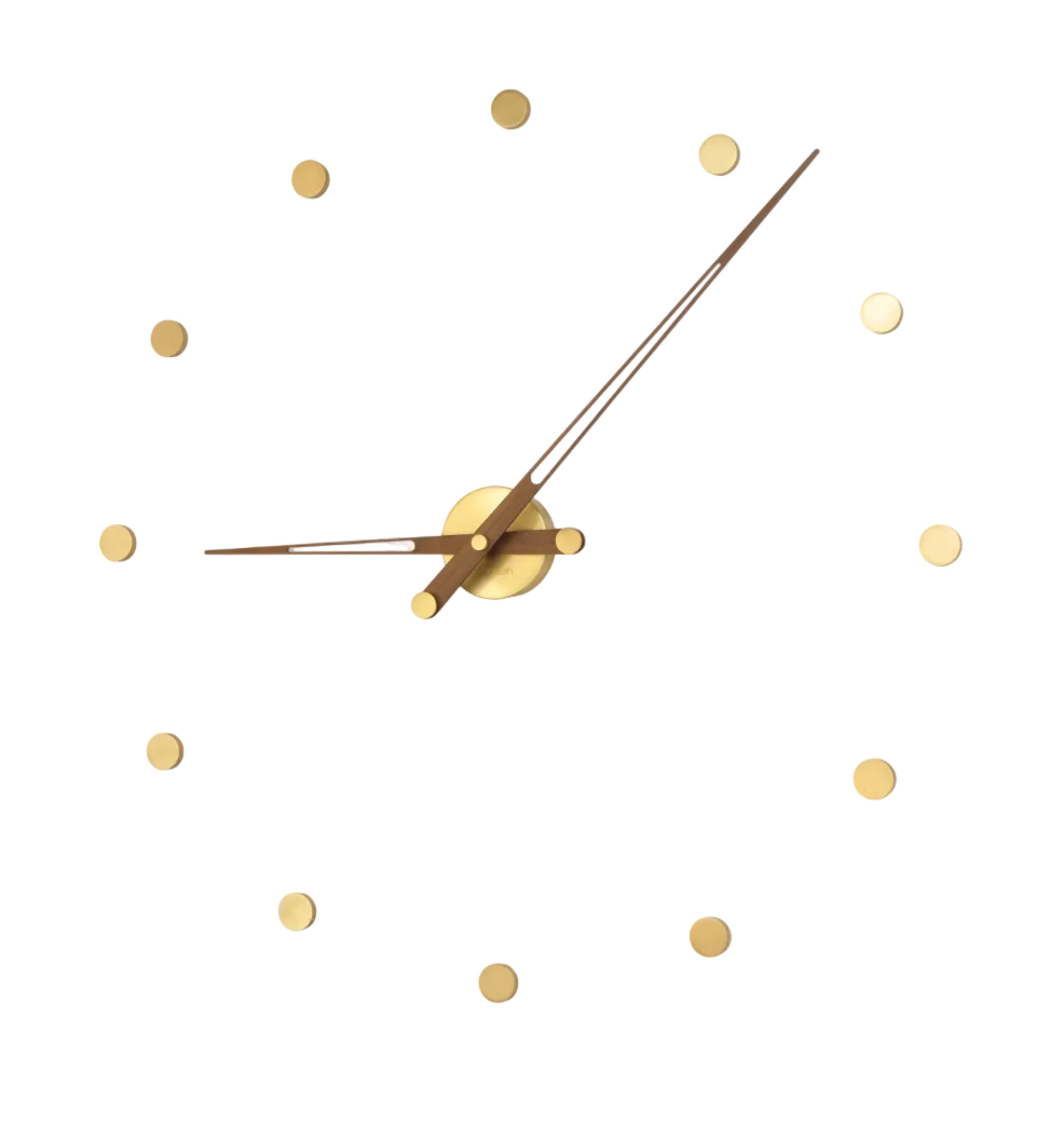 Wanduhr RODON aus Nussbaumholz mit messingfarbener Veredelung