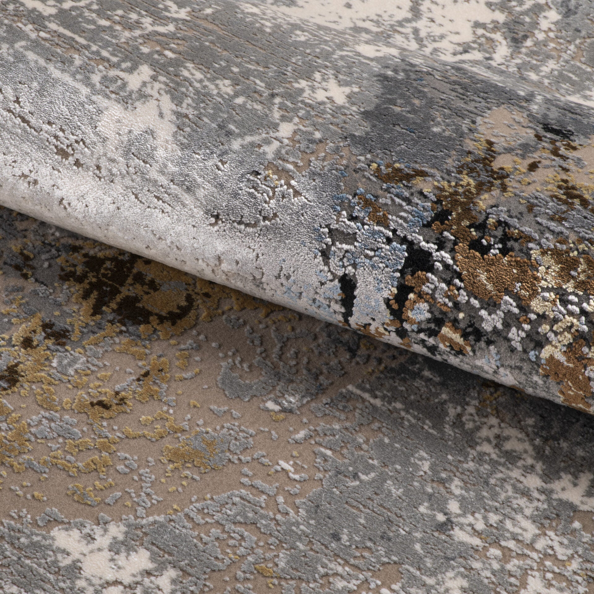 Teppich ROYAL grau mit Blau und Braun