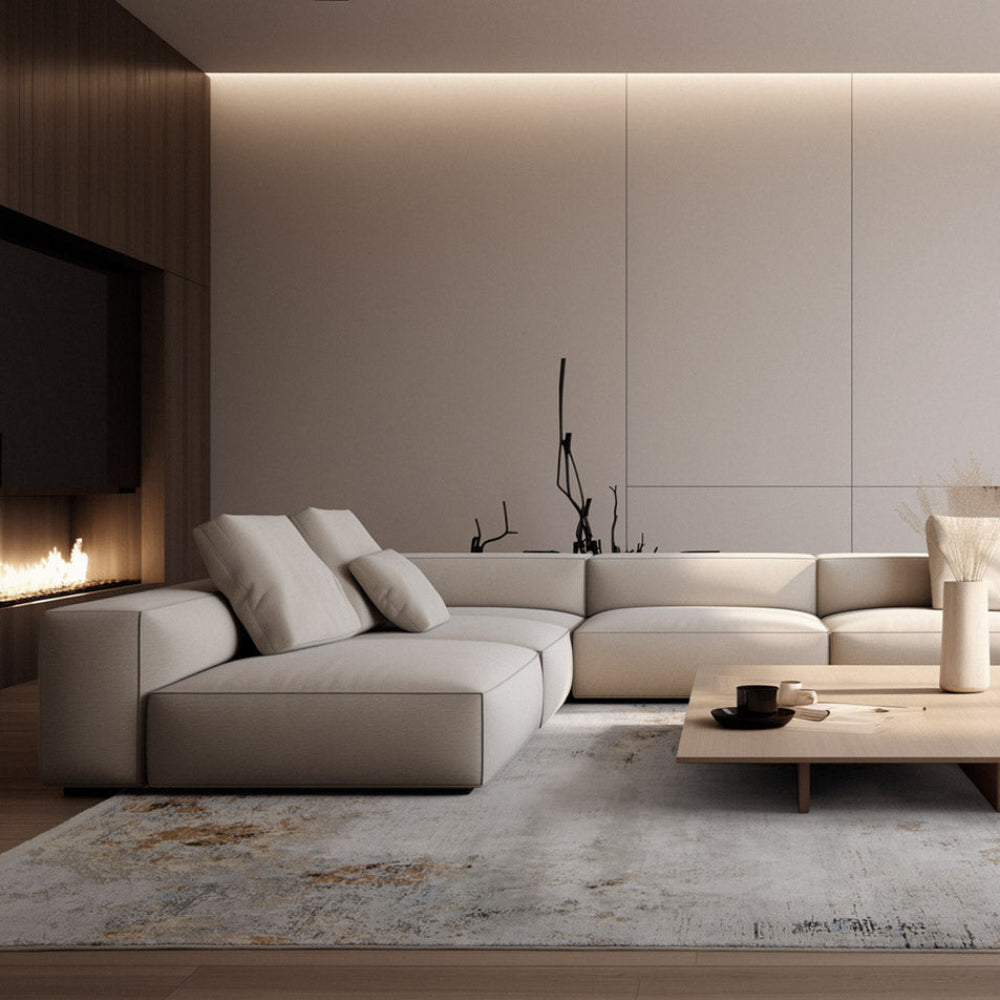 Teppich ROYAL grau mit Blau und Braun