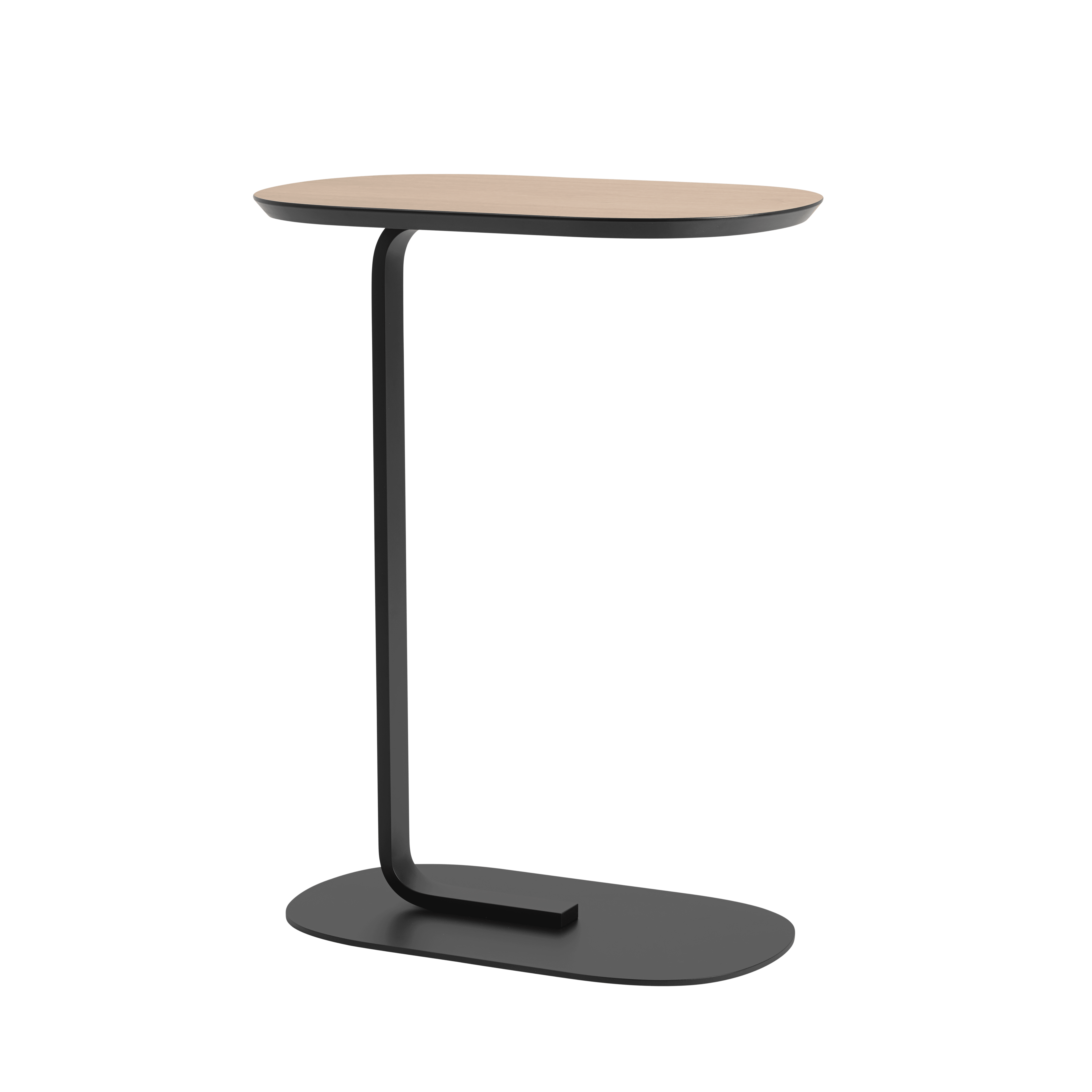 RELATE side table with oak laminate and black base