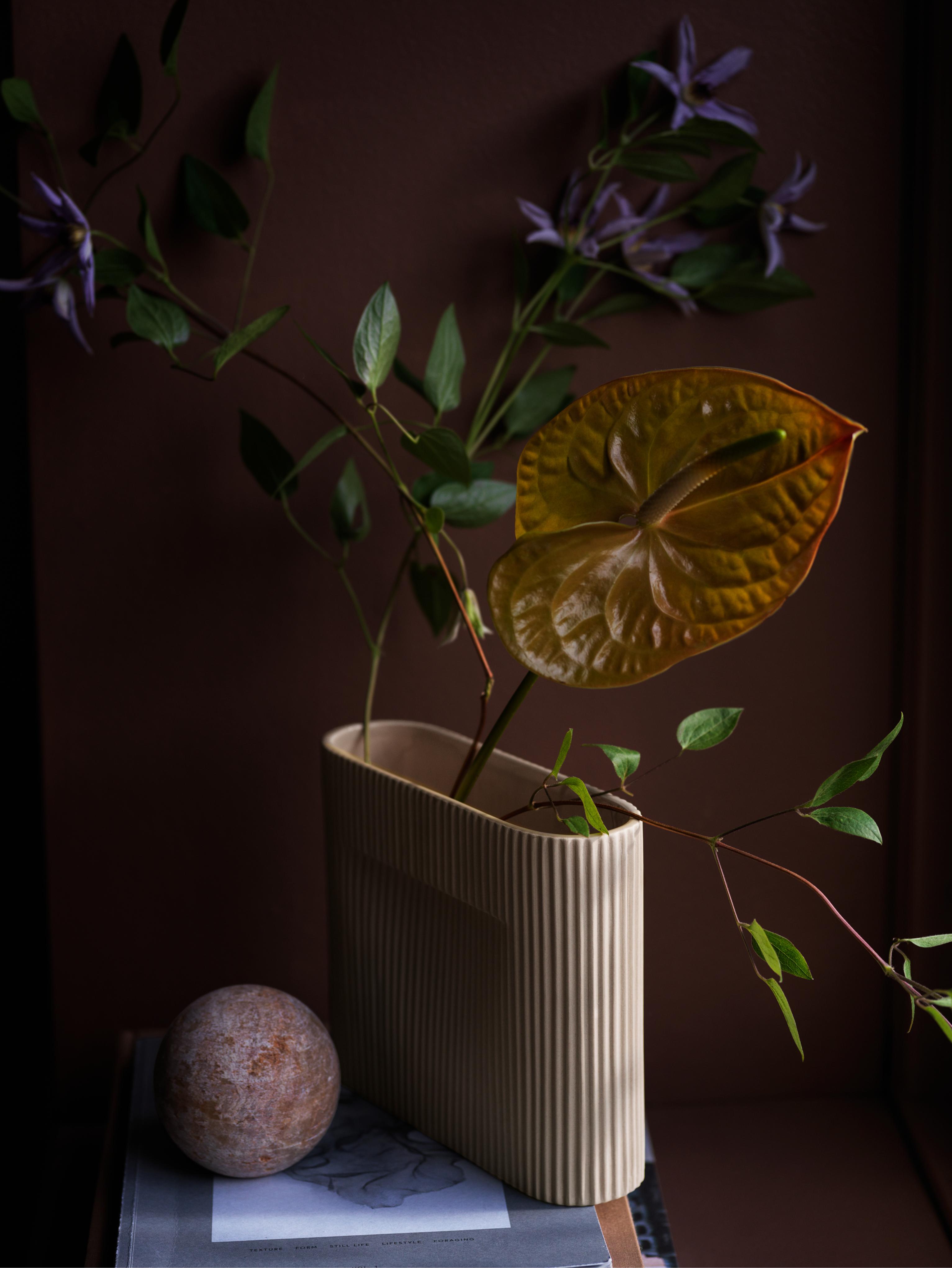Vase aus Keramik RIDGE beige