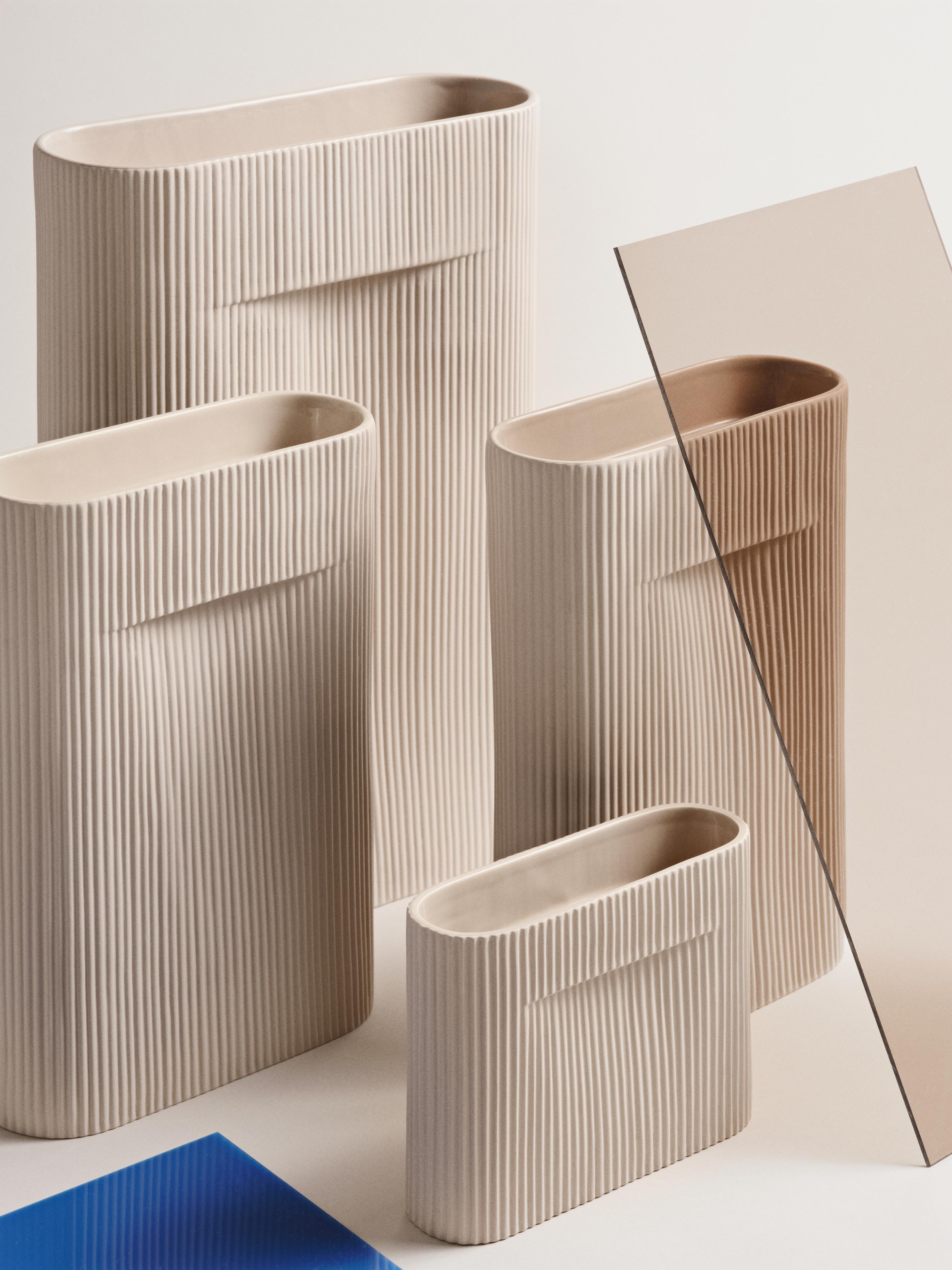 Vase aus Keramik RIDGE beige