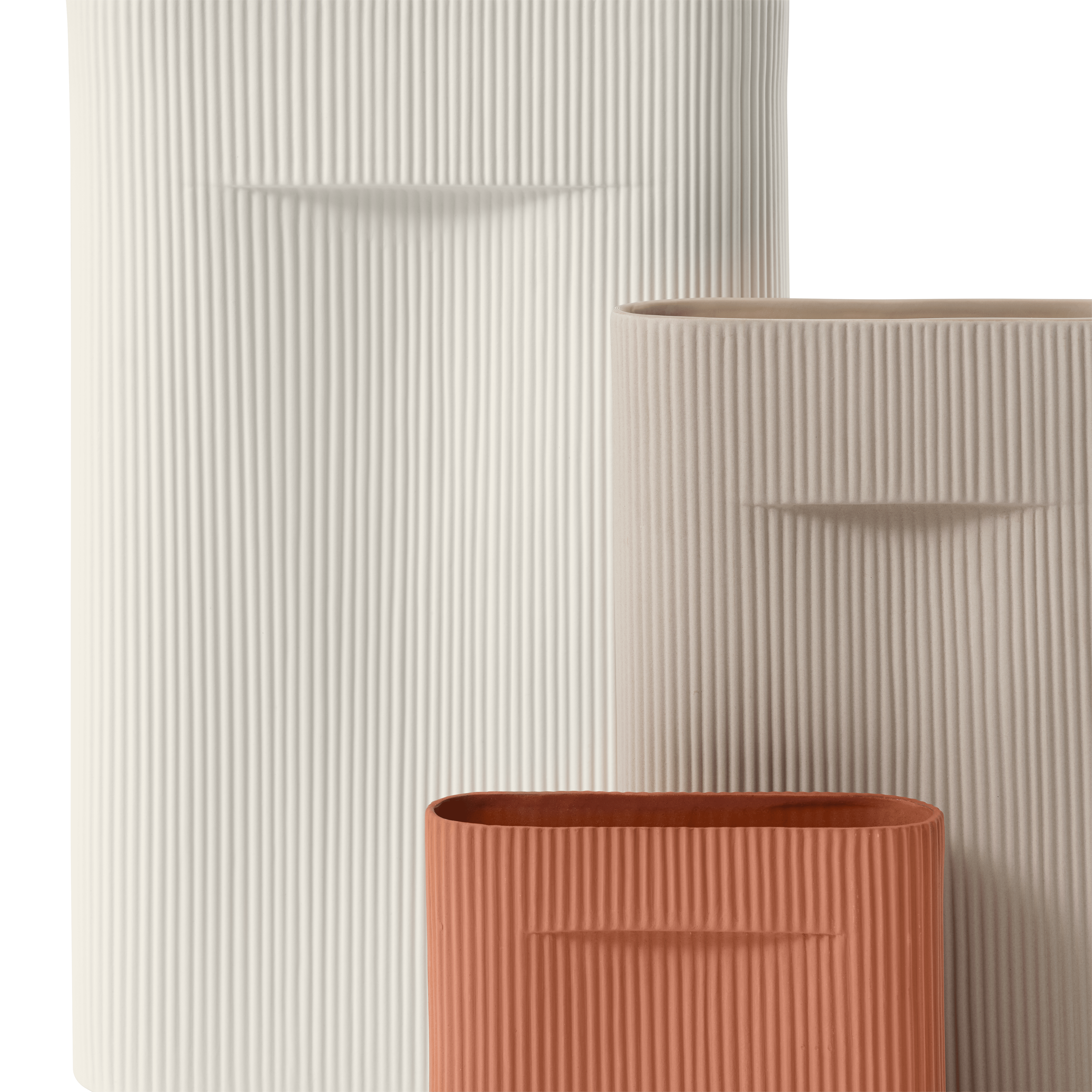 Ceramic Vase RIDGE Broken White