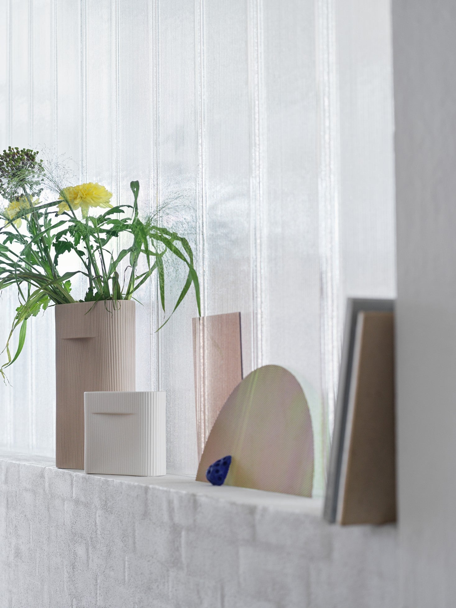 Ceramic Vase RIDGE Broken White