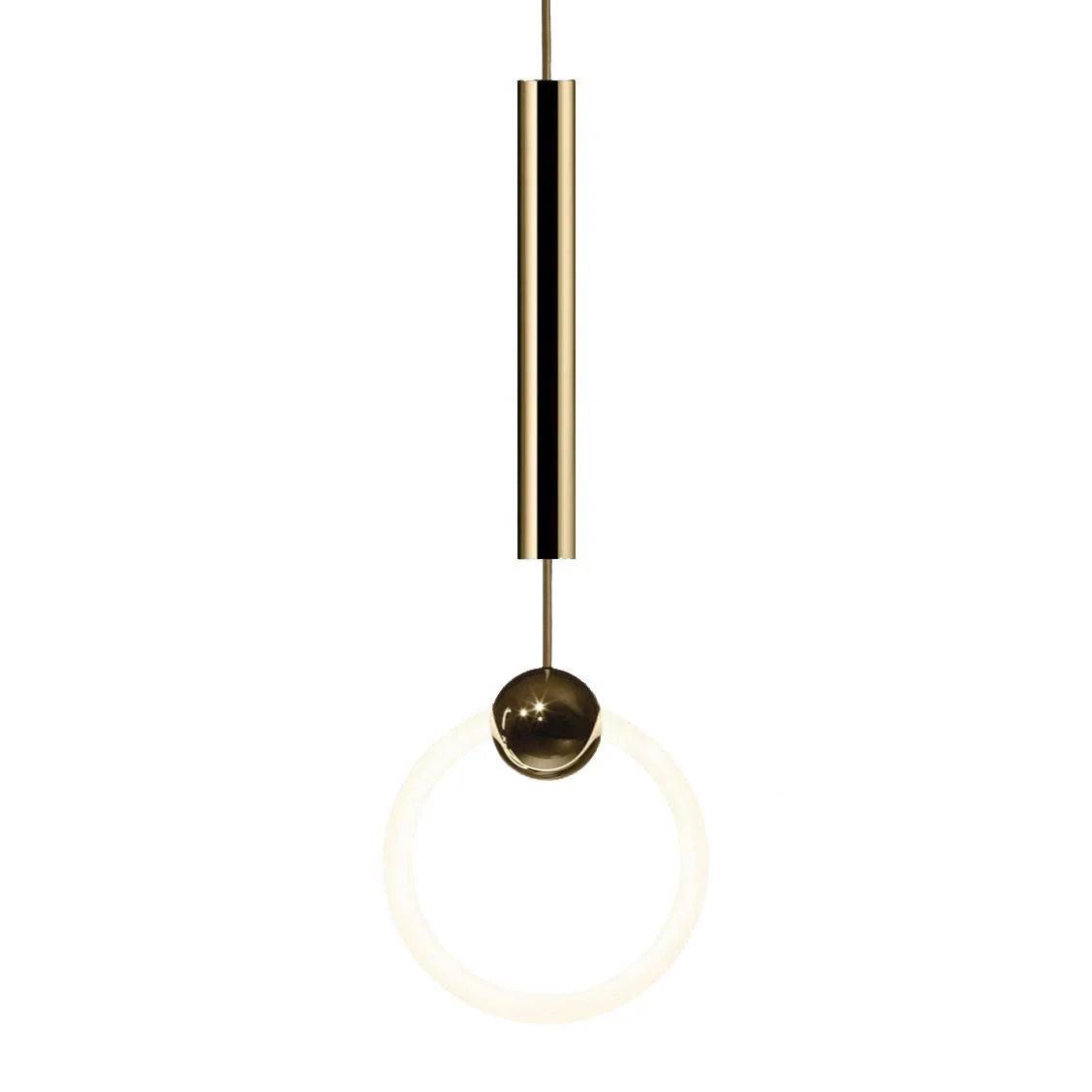Lampa wisząca RING opalowy klosz z mosiężnym wykończeniem
