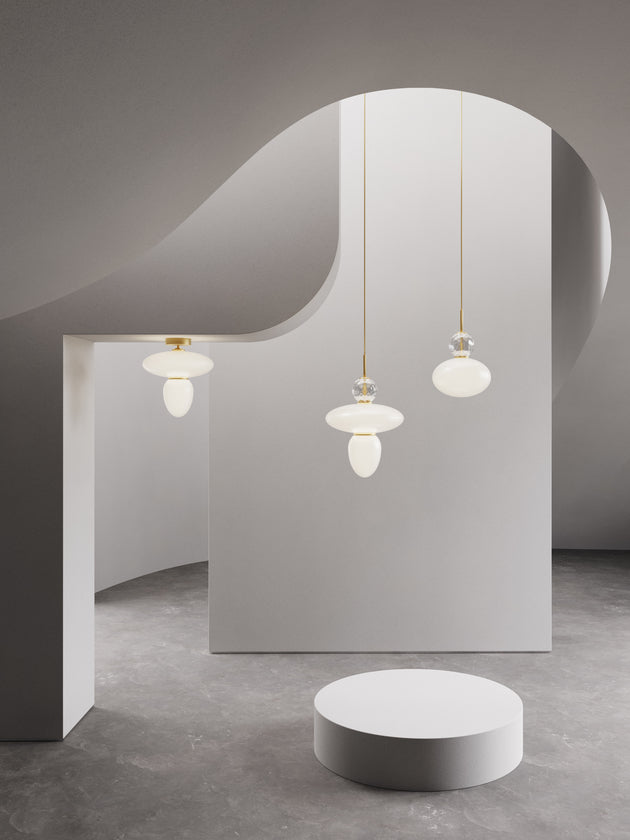 RIZZATTO 43 Brass Pendant Lamp with Opal Glass