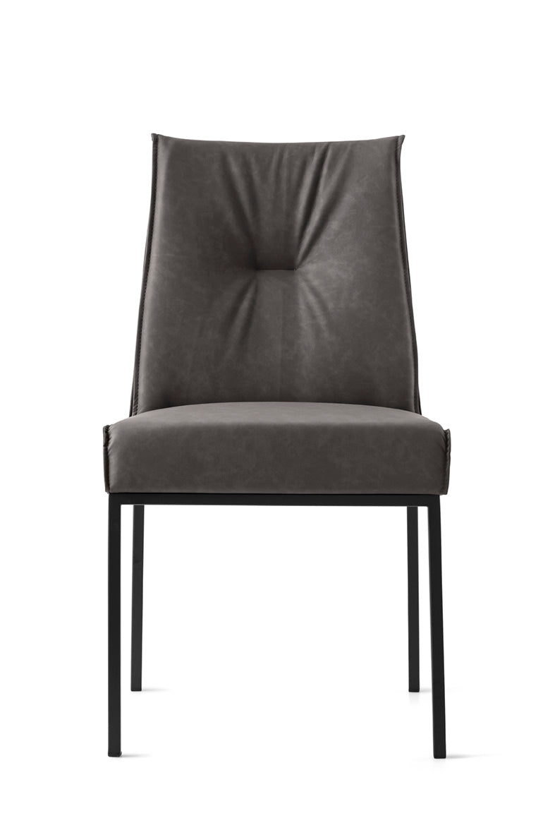 Upholstered ROMY Chair with Black Metal Base
