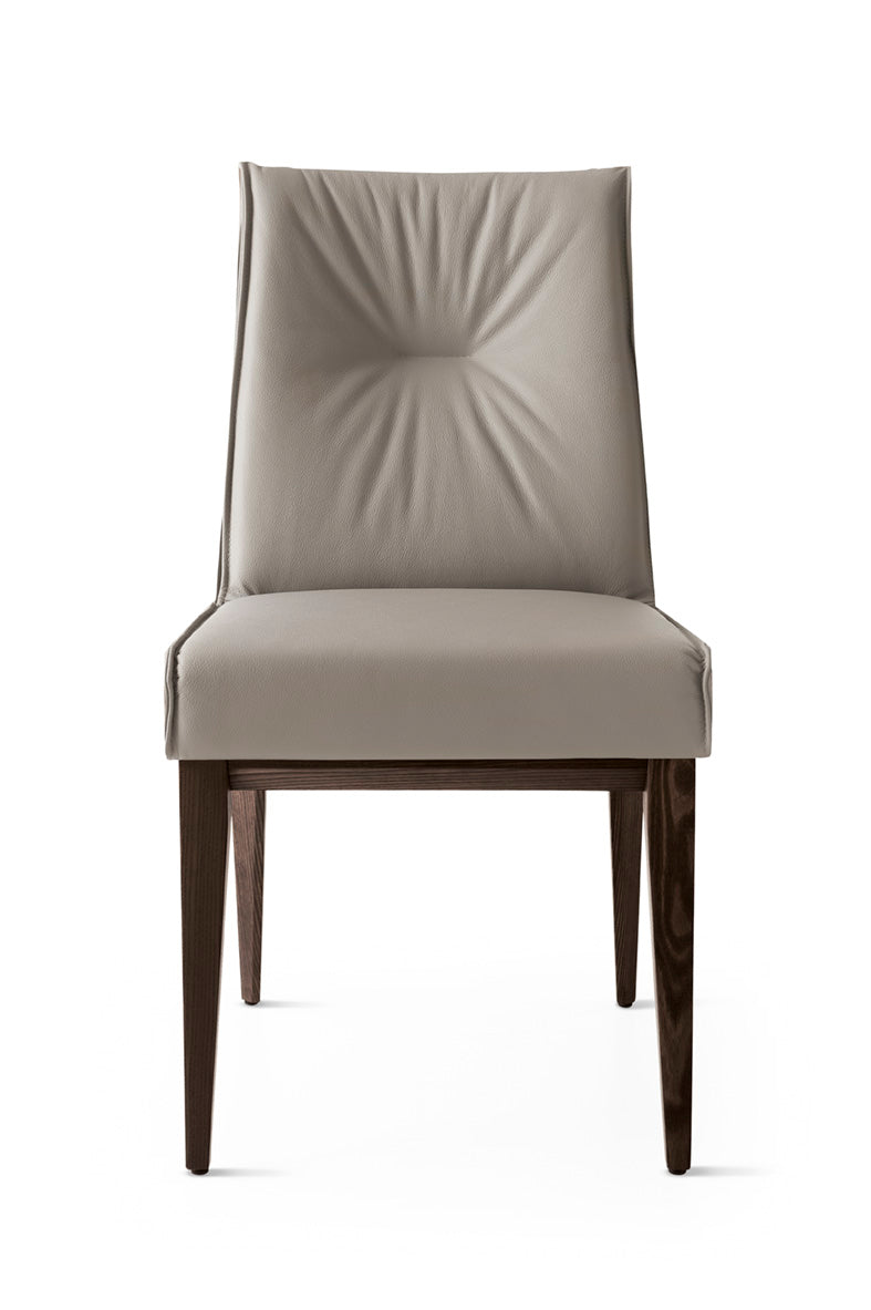 Upholstered ROMY Chair with Dark Wooden Base