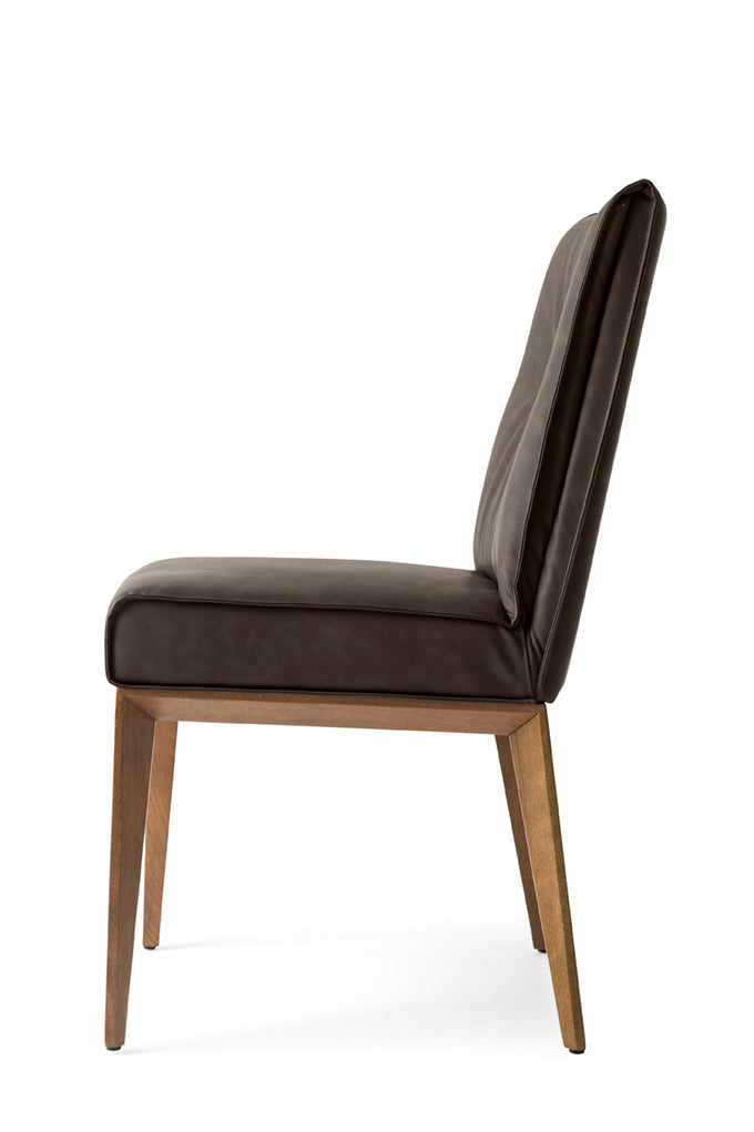 Upholstered ROMY Chair with Walnut Base