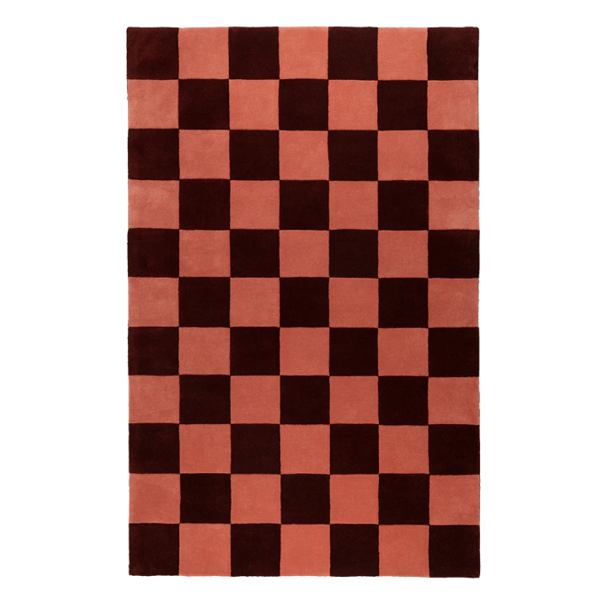 Teppich CHECKS burgunderrot mit Rosa