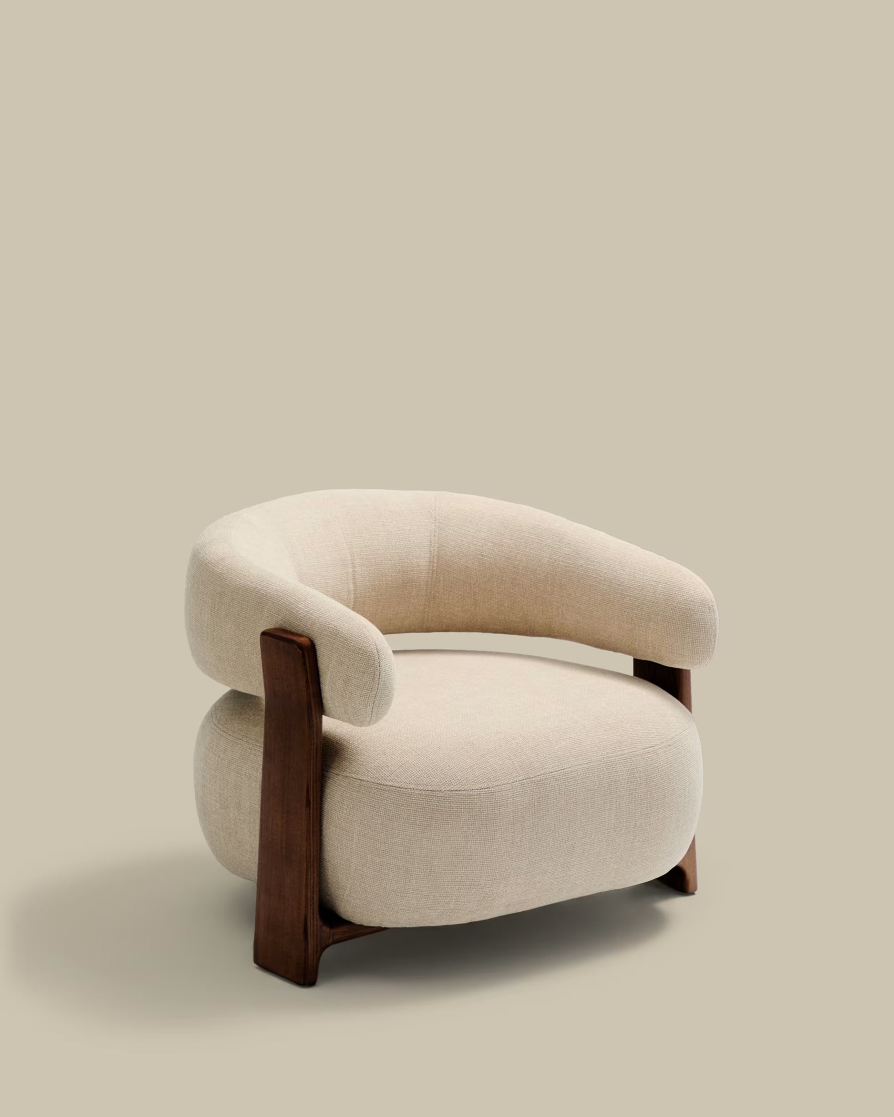 Sessel GRANITE beige Chenille mit dunklem Eschenfuß