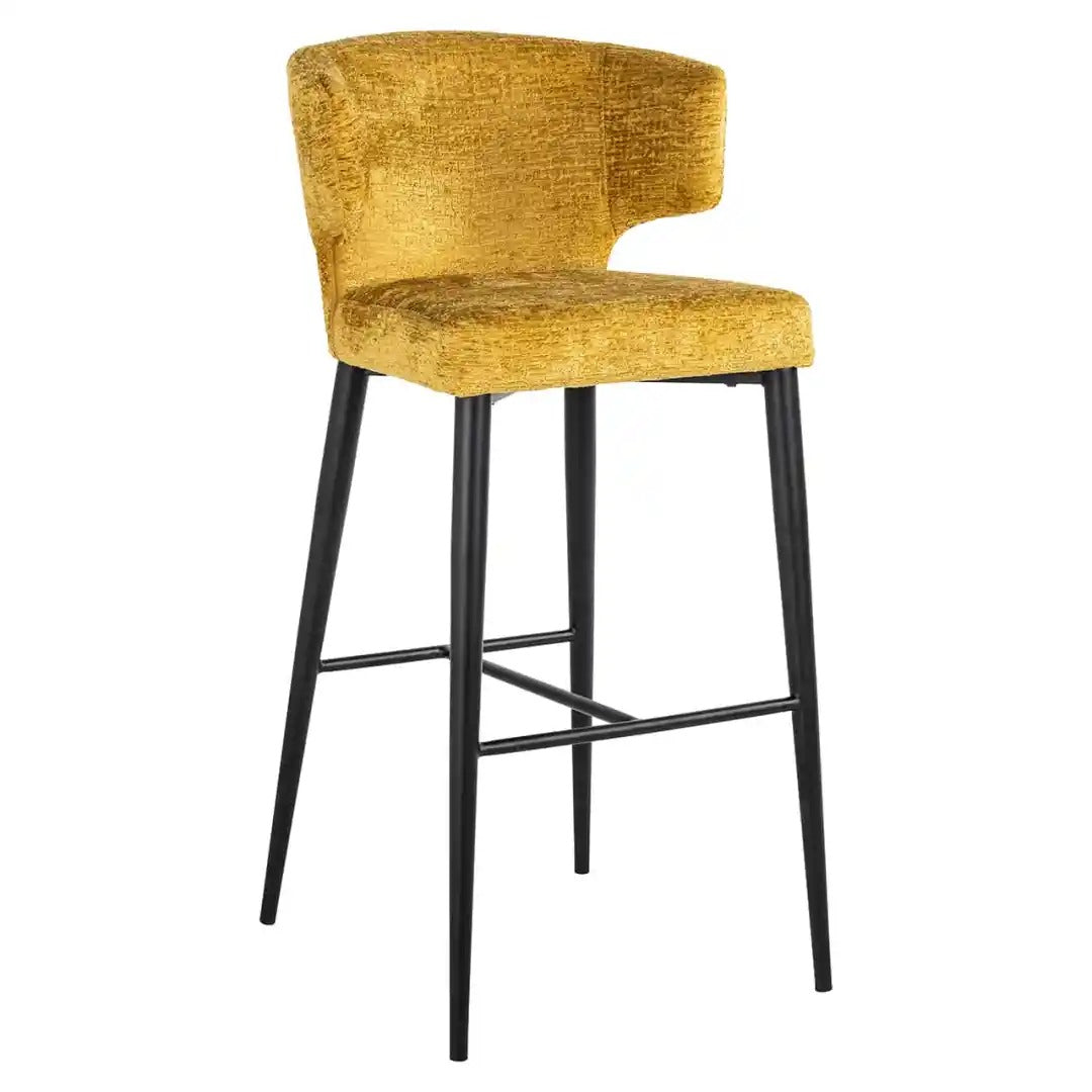 TAYLOR yellow bar stool with black base