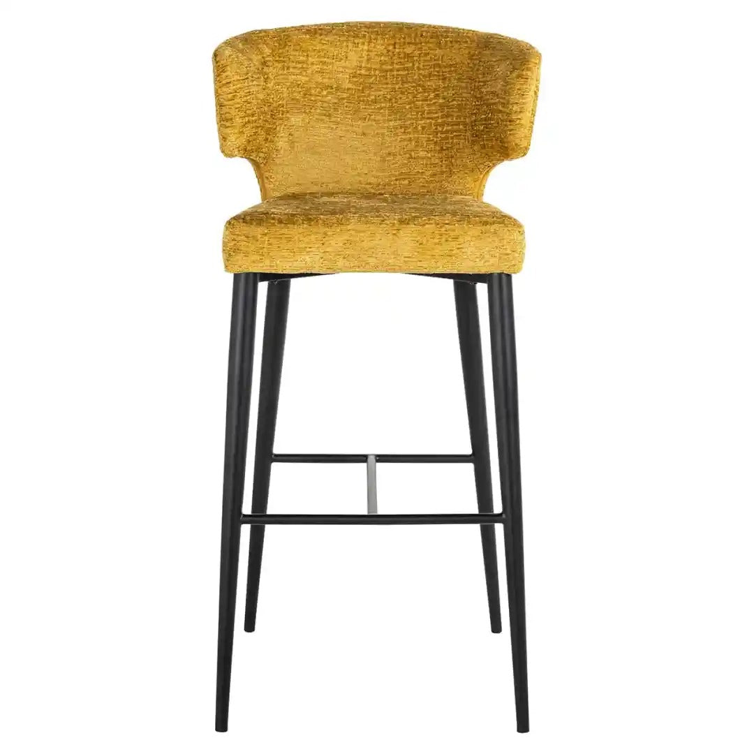 TAYLOR yellow bar stool with black base