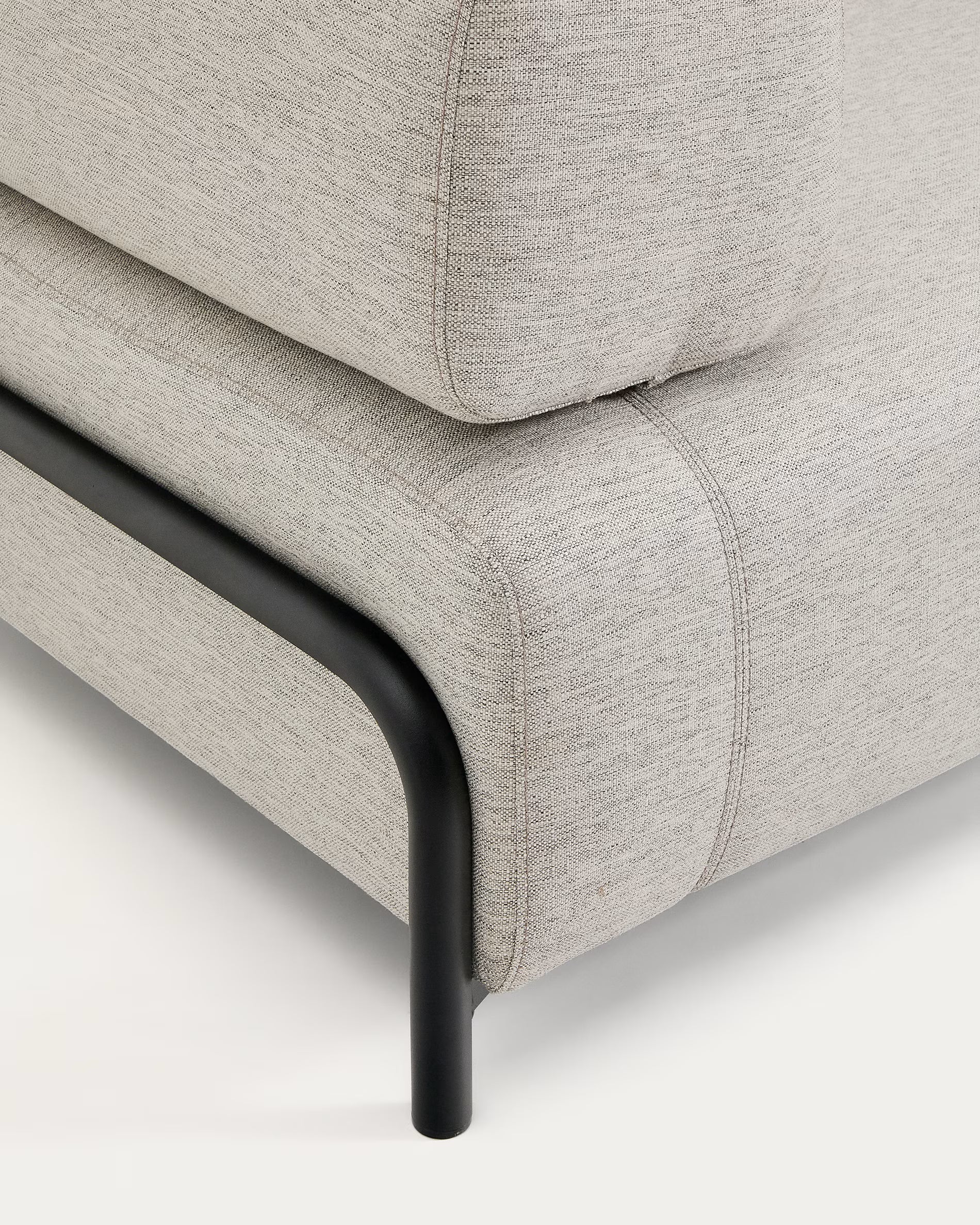 Sofa 2-sitzig mit Armlehnen COMPO grau-beige mit schwarzem Gestell