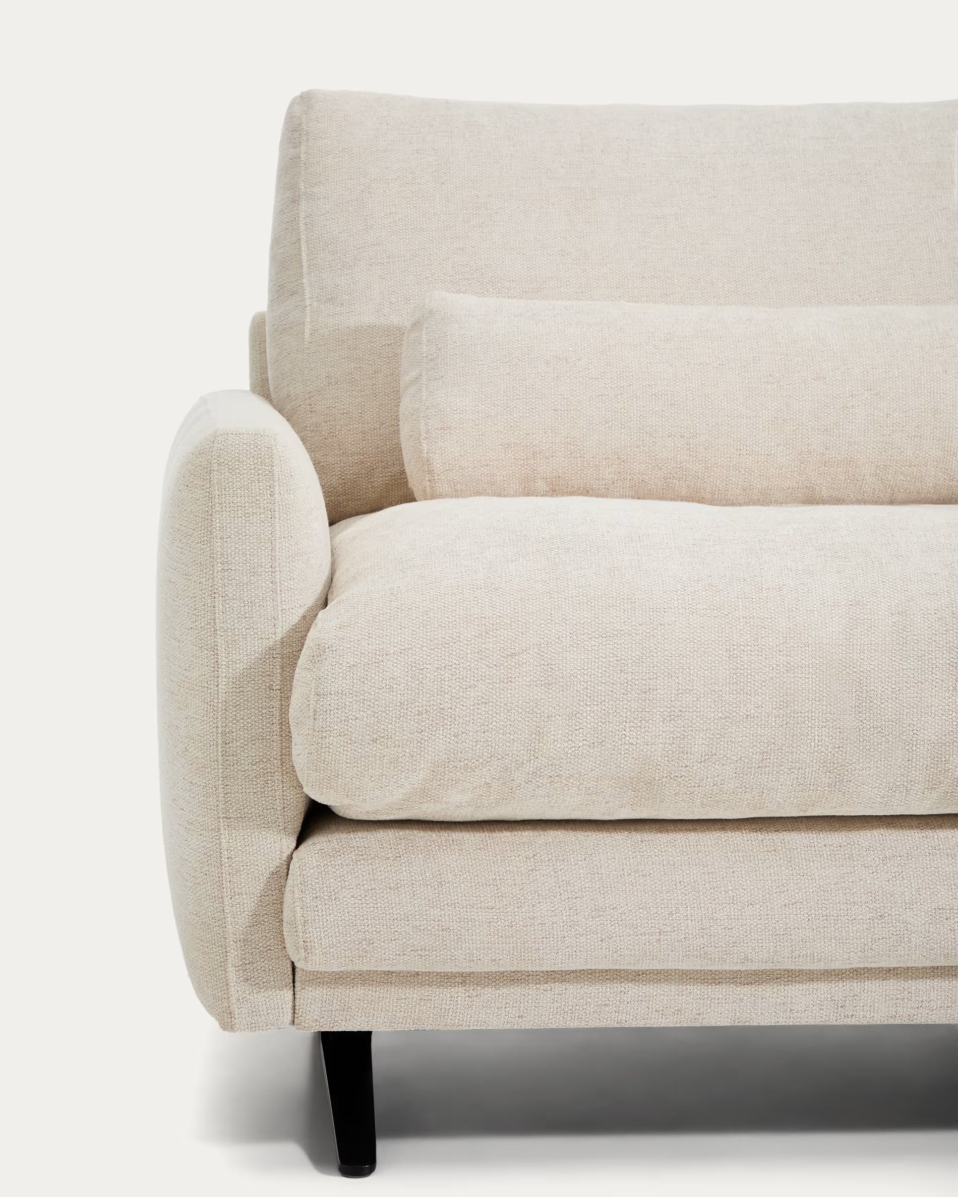 Sofa 3-Sitzer VELIRO beige mit schwarzem Gestell